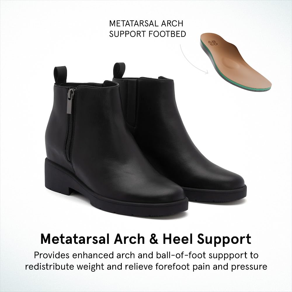 ABEO Horizon Zip Metatarsal Ankle Booties for Women - Comfortable Fall Boots with Arch Support | Pain Relief for Metatarsalgia & Foot Conditions | Perfect for Work, Walking & Everyday Wear