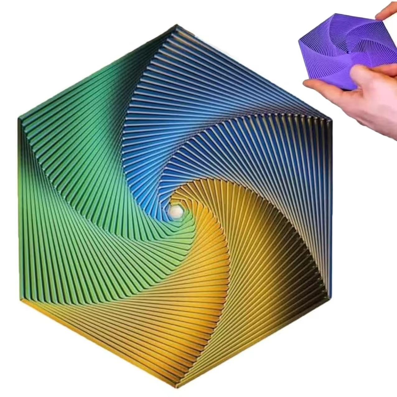 3D Printed Fractal Fidget Hexagon Toy - Kinetic Desk Spinner, Infinity Cube & Mindful Meditation Sensory Tool for Adults - Perfect for Stress Relief, Office Focus & Anxiety Management