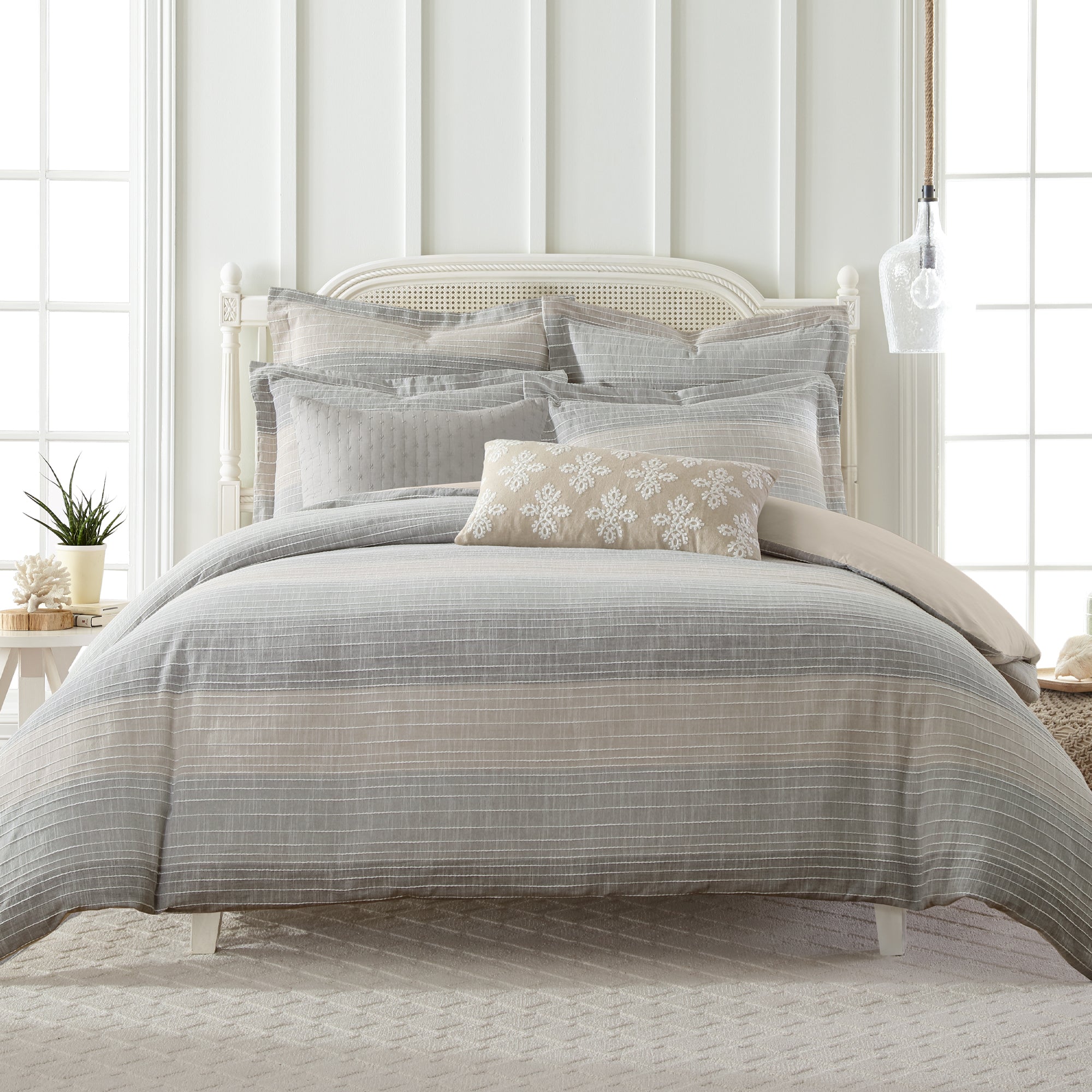 Sand Stripes Duvet Cover Set - Soft & Breathable Bedding Set with Pillowcases - Perfect for Modern Bedroom, Guest Room & Dorm Decor