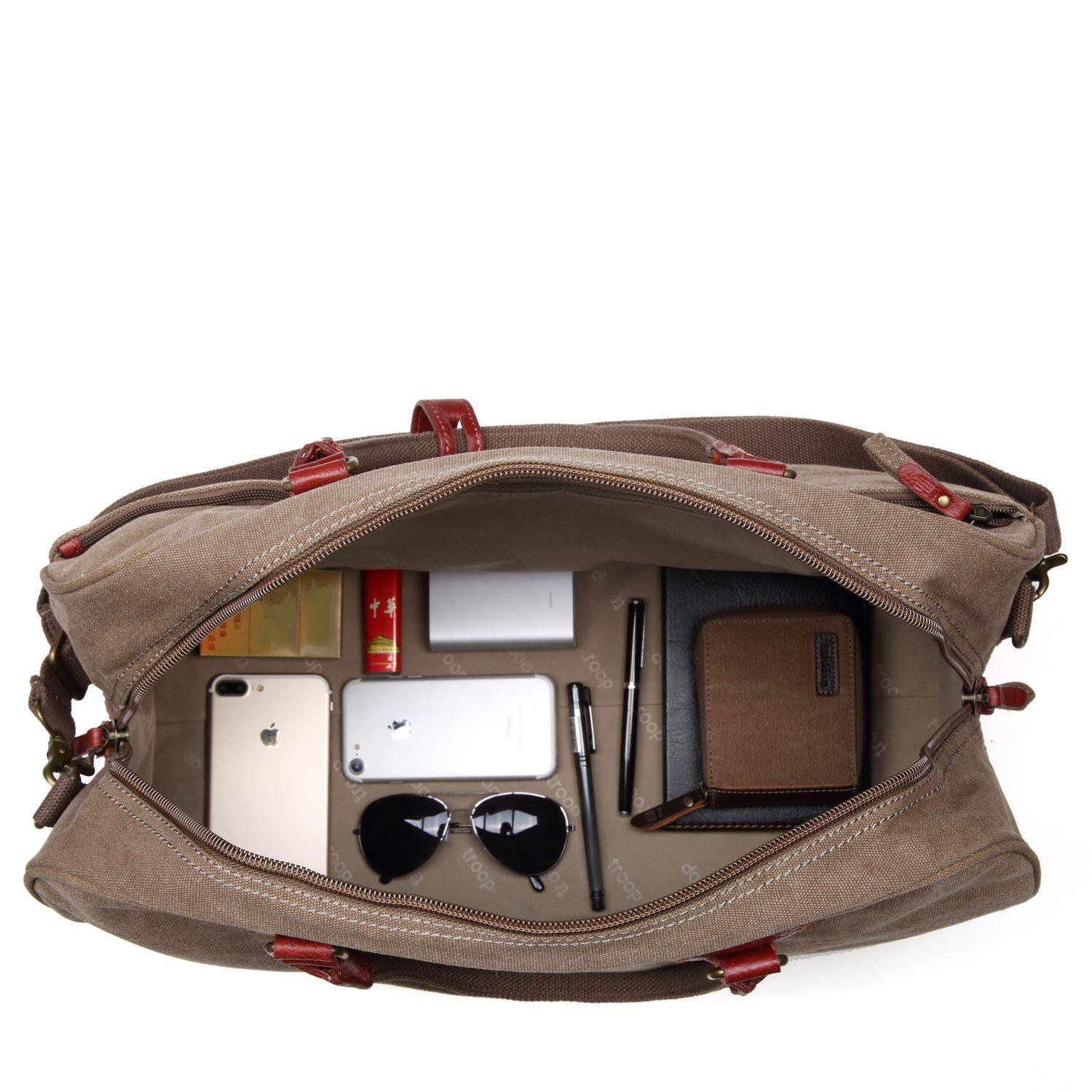 TRP0263 Troop London Classic Canvas Holdall - Large Durable Travel Duffel Bag for Gym, Weekend Trips & Outdoor Adventures