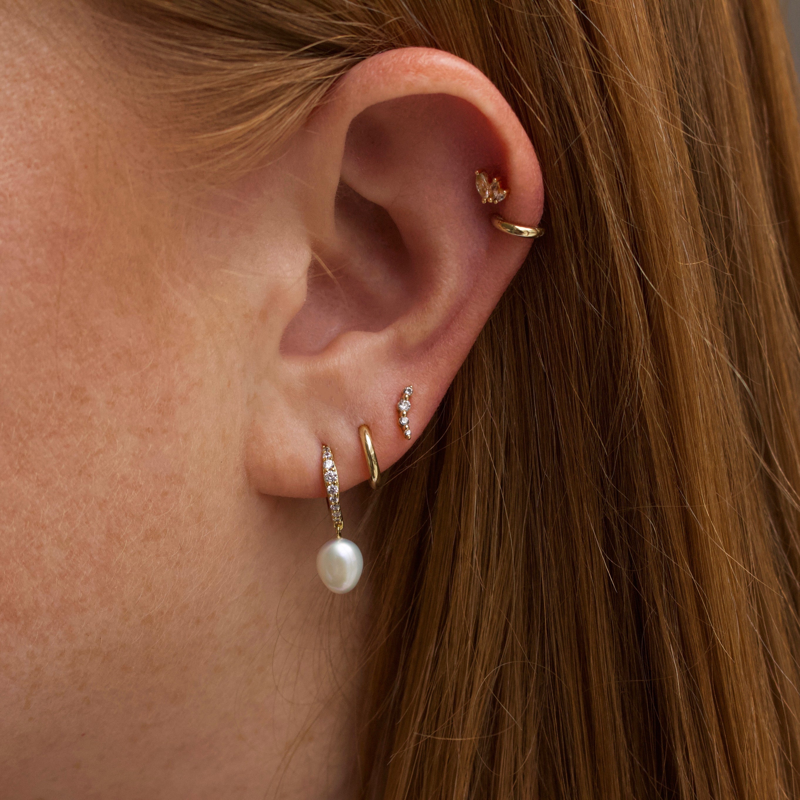 Elegant Garden Party Pave Pearl Drop Hoop Earrings for Women - Perfect for Weddings, Bridal Showers & Special Occasions