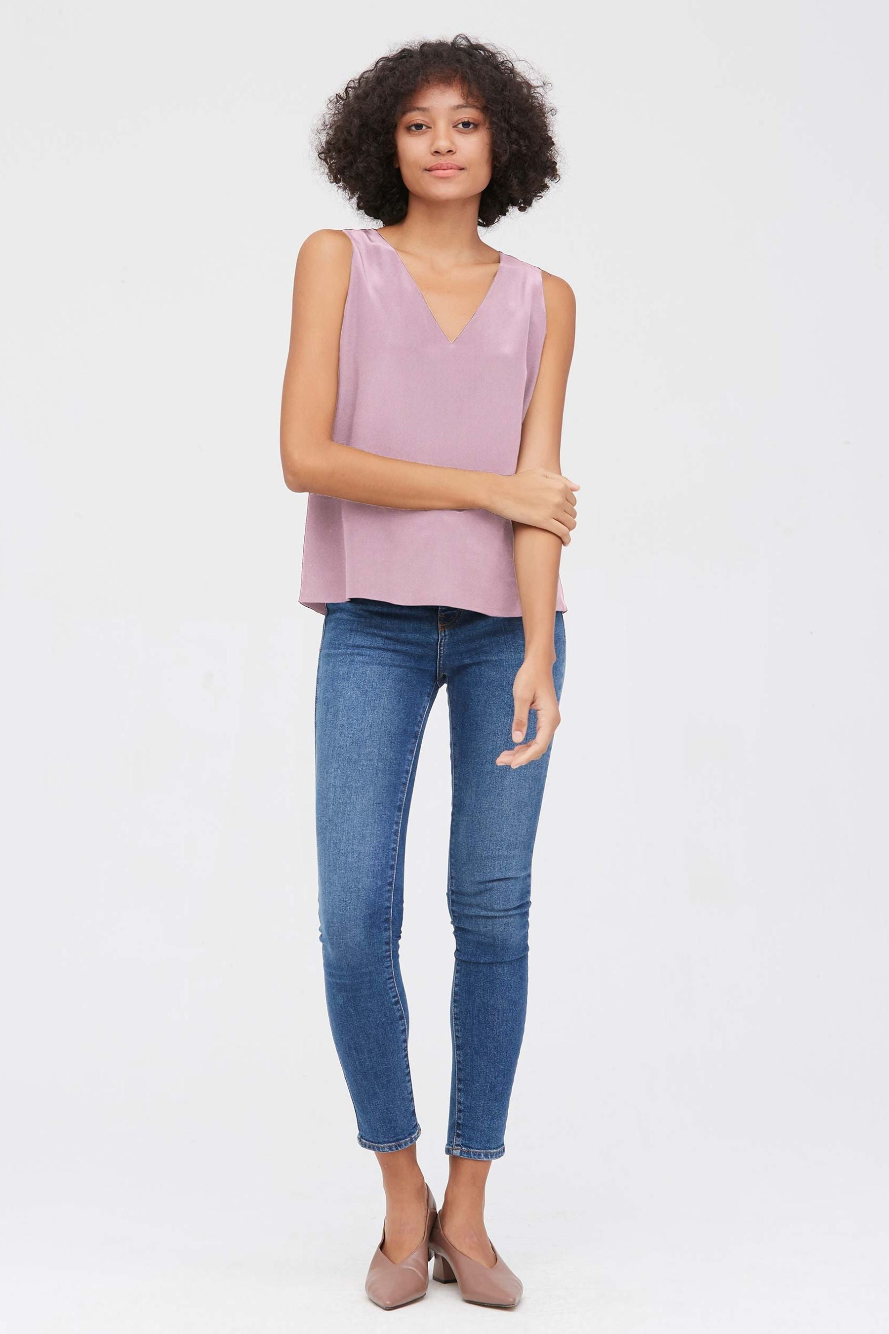 Luxury V Neck Sleeveless Silk Camisole for Women - Soft & Breathable Summer Tank Top - Perfect for Layering, Office Wear & Evening Outfits