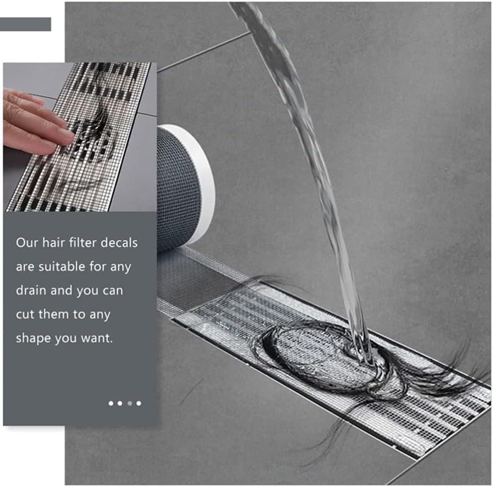 DAZZLIQ Stainless Steel Sink Strainer - Kitchen & Bathroom Drain Filter with Disposable Mesh Roll, Hair Catcher for Clog Prevention (Cut to Any Length) - Perfect for Kitchen Sinks, Shower Drains, and Bathtub Maintenance