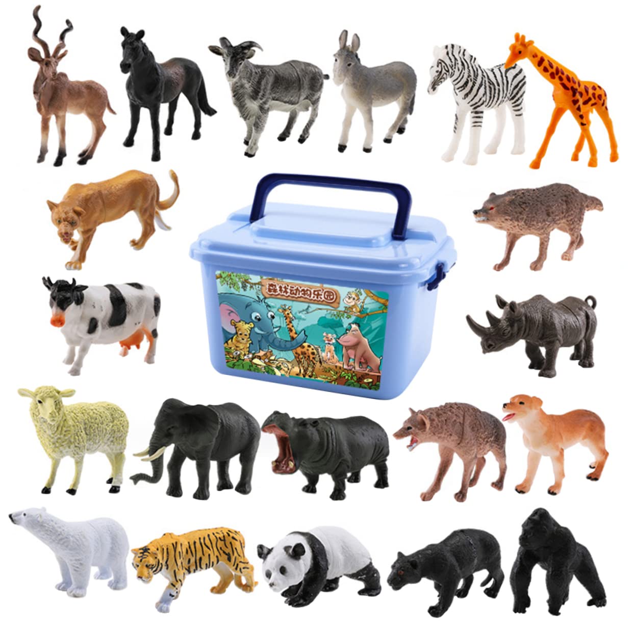 58pcs Realistic Animal Plastic Toy Set - Zoo Animals Figures for Kids, Boys & Girls - Miniature Lifelike Animal Models for Play, Learning & Room Decor - Perfect for Birthday Gifts & Preschool Education