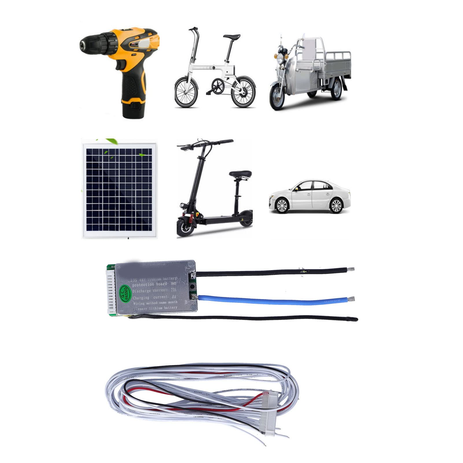 13S 48V 20A Lithium Battery Charger with BMS & Equalizer - Smart Battery Management System for Ebike, Solar Power, Electric Scooter & DIY Projects