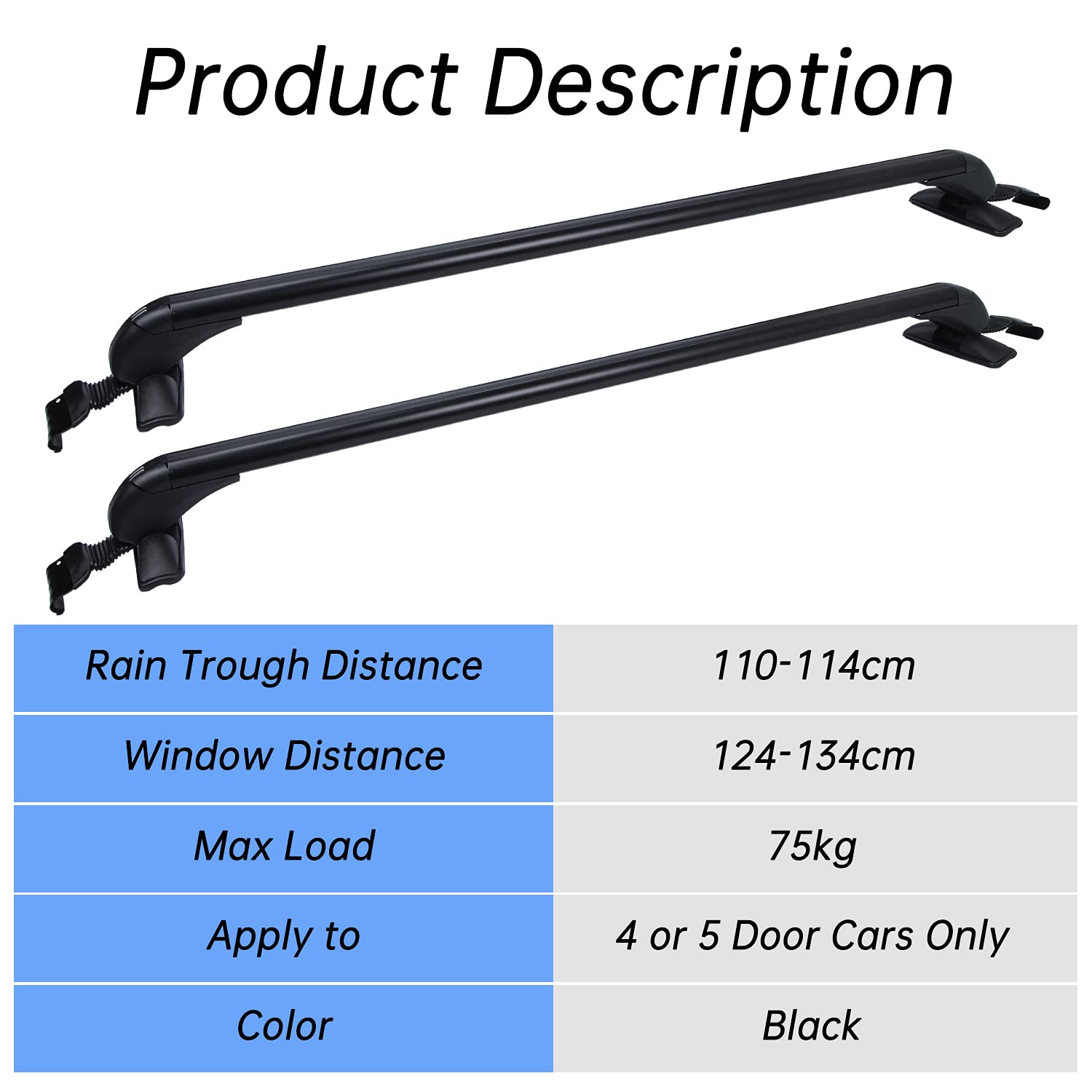 2-Pack Adjustable Lockable Car Roof Rack Cross Bars - Universal Anti-Theft Luggage Carrier for SUV, Sedan, Truck - Perfect for Road Trips, Camping & Outdoor Adventures