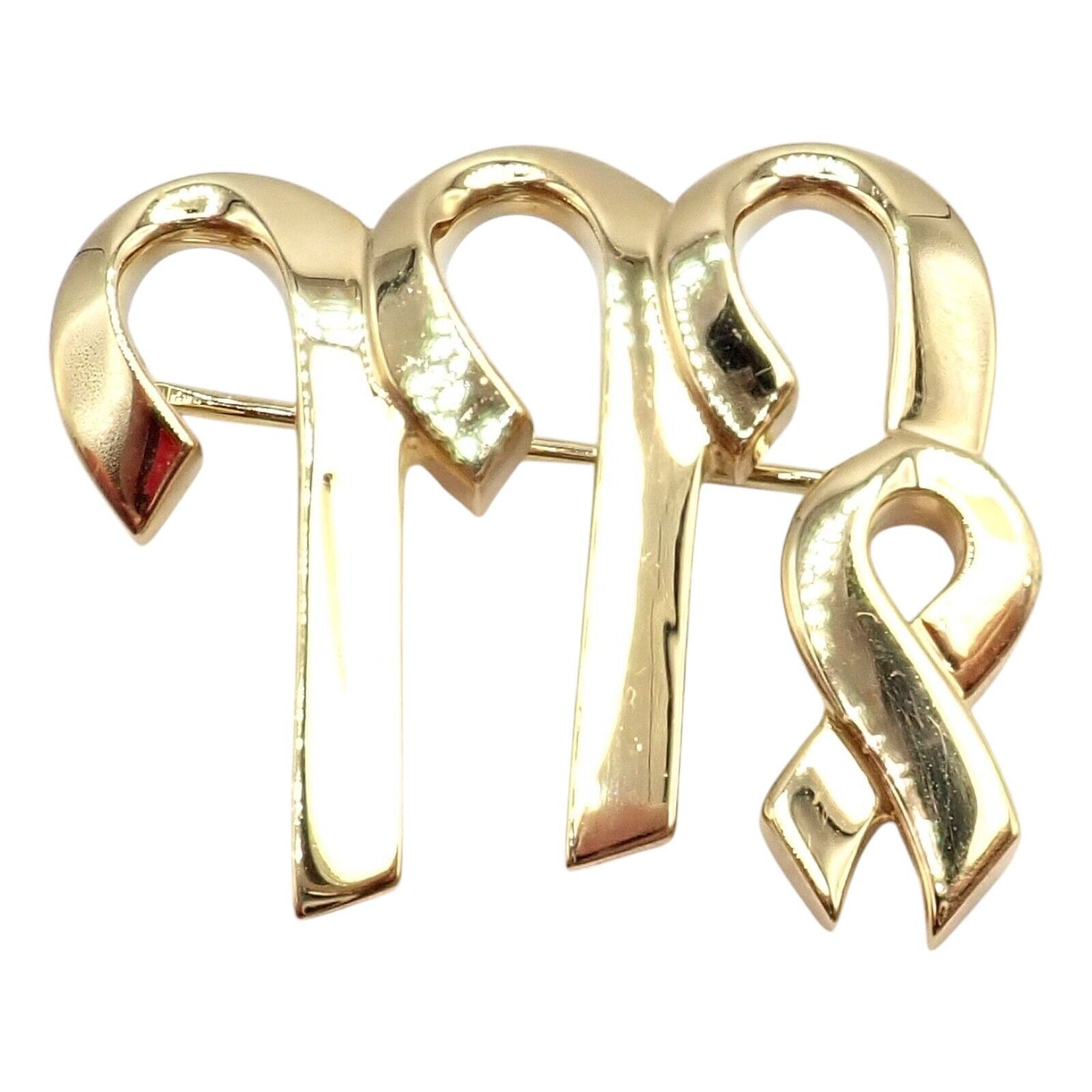 Authentic Tiffany & Co Paloma Picasso 18k Yellow Gold Zodiac Virgo Pin Brooch - Elegant Jewelry Gift for Virgo Women, Perfect for Special Occasions & Collectors