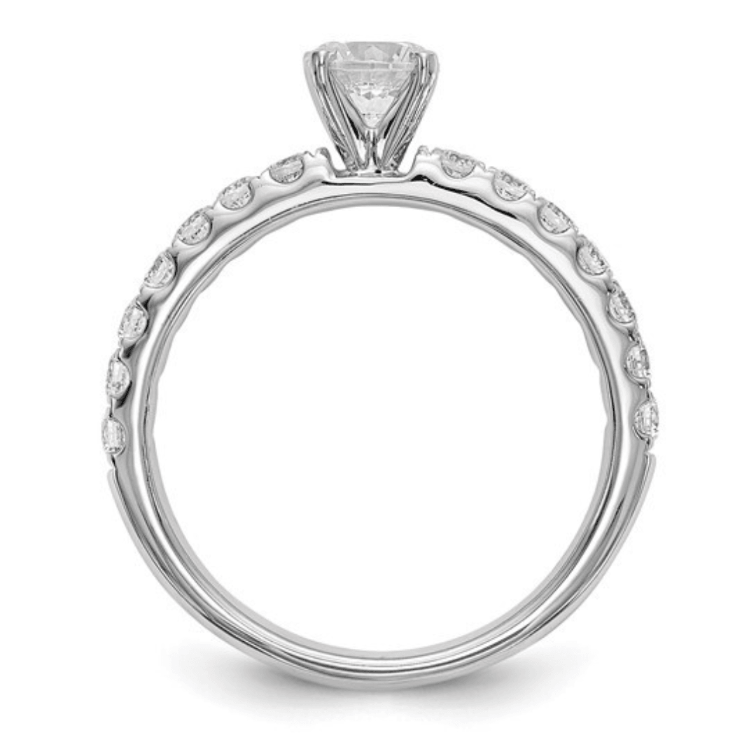 14K White Gold Lab-Created Diamond Solitaire Pave Ring for Women - Elegant Engagement, Wedding, Anniversary Gift Idea