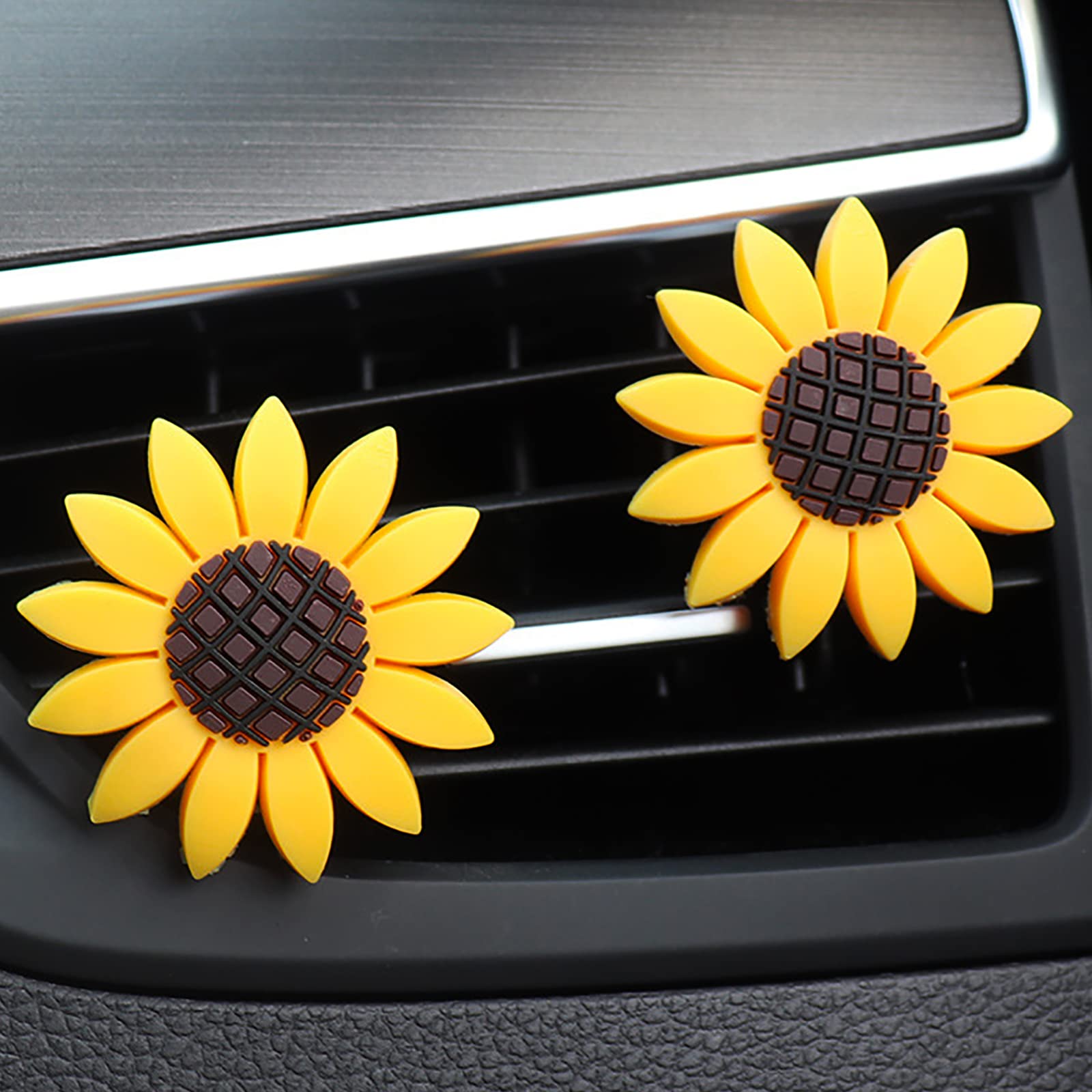 2 Pack Sunflower Car Air Vent Clips - Floral Car Air Freshener Decorations with Fragrance - Cute Sunflower Gift for Women - Perfect for Car, Office & Home Decor