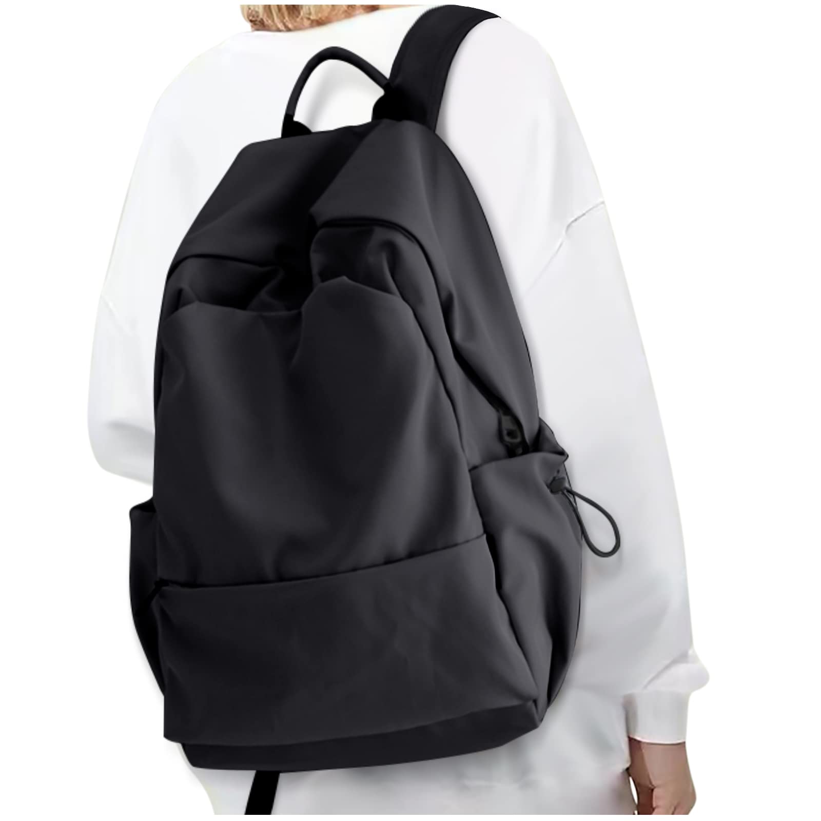 Stylish Black Backpack for Women & Men - Waterproof Small School Backpack for College, Gym & Travel - Durable Book Bag for Daily Use, Commuting & Outdoor Activities