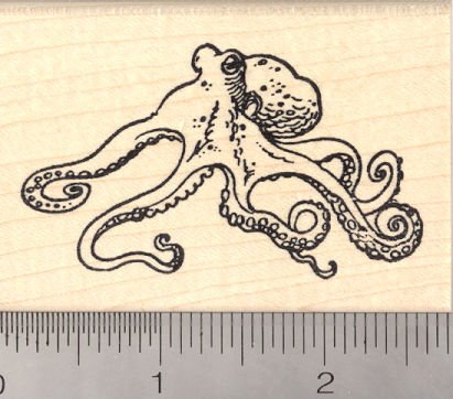 Octopus Rubber Stamp - Handmade Sea Creature Stamps for Scrapbooking, Card Making & DIY Crafts - Perfect for Invitations, Journals & Art Projects