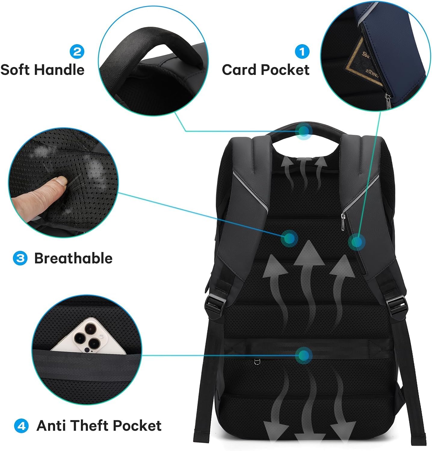 BANGE Minimalist Laptop Backpack with Anti-Theft Buckle, TSA-Approved for Air Travel, Lightweight Carry-On Backpack for Men & Women - Perfect for Work, School & Travel