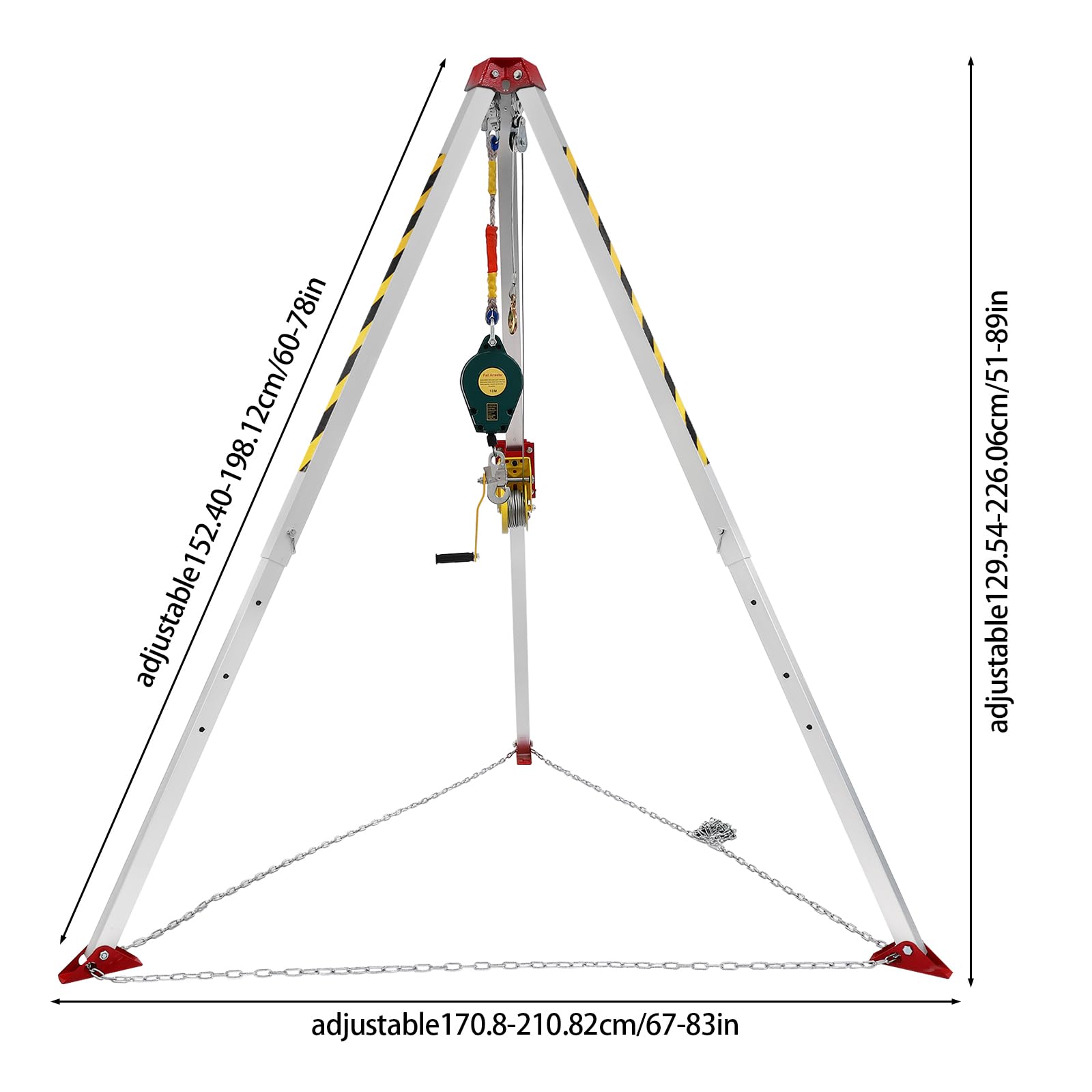 **1200lbs Winch Confined Space Tripod Kit - Adjustable 65.62' Cable, Self-Locking Fall Arrester, Storage Bags - Ideal for Confined Space Rescue, Construction, and Industrial Safety**