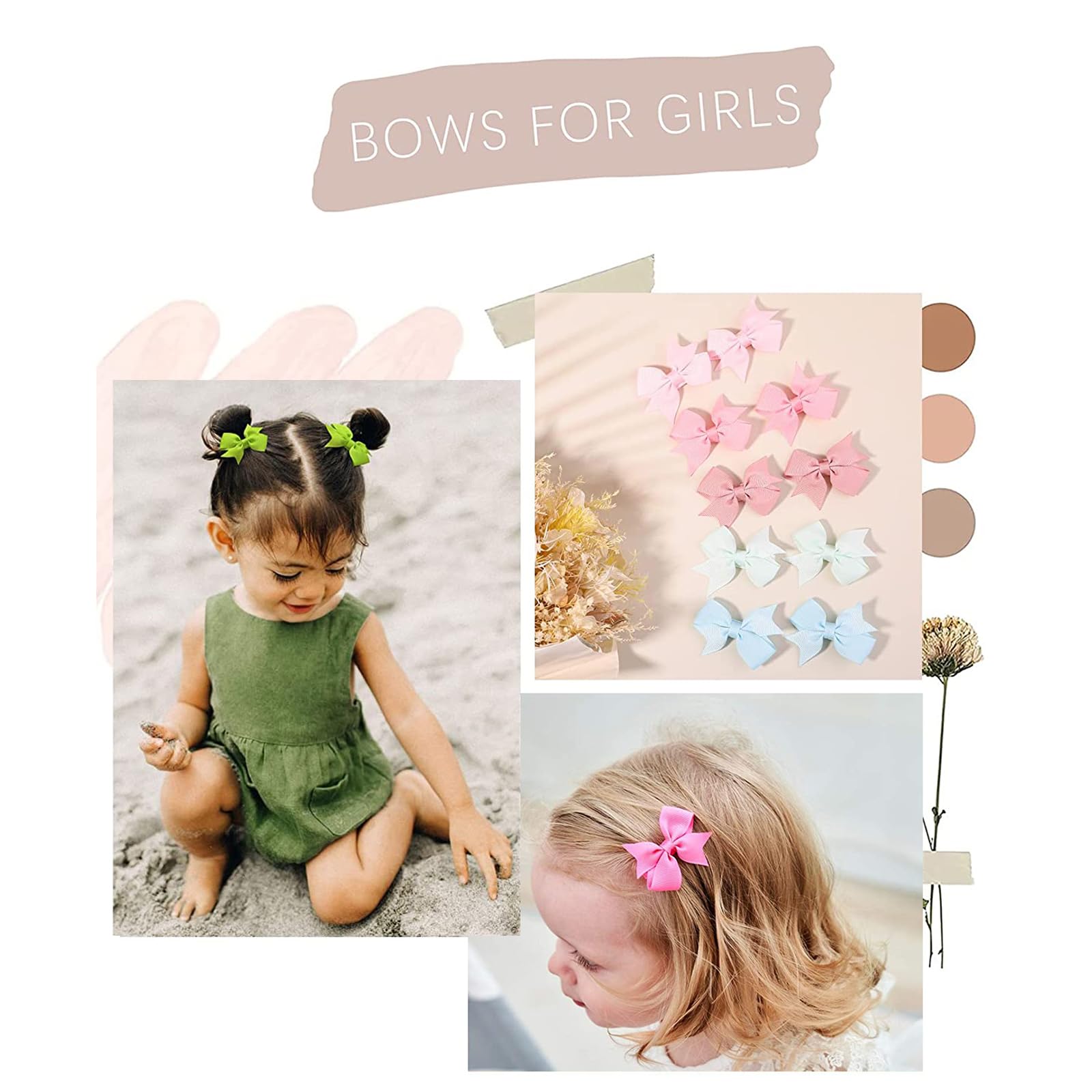 2 Inch Baby Hair Clips with Fully Lined Bows - Tiny Alligator Clips for Infants & Toddlers (Set of 2) - Perfect for Daily Outfits, Photo Shoots & Special Occasions