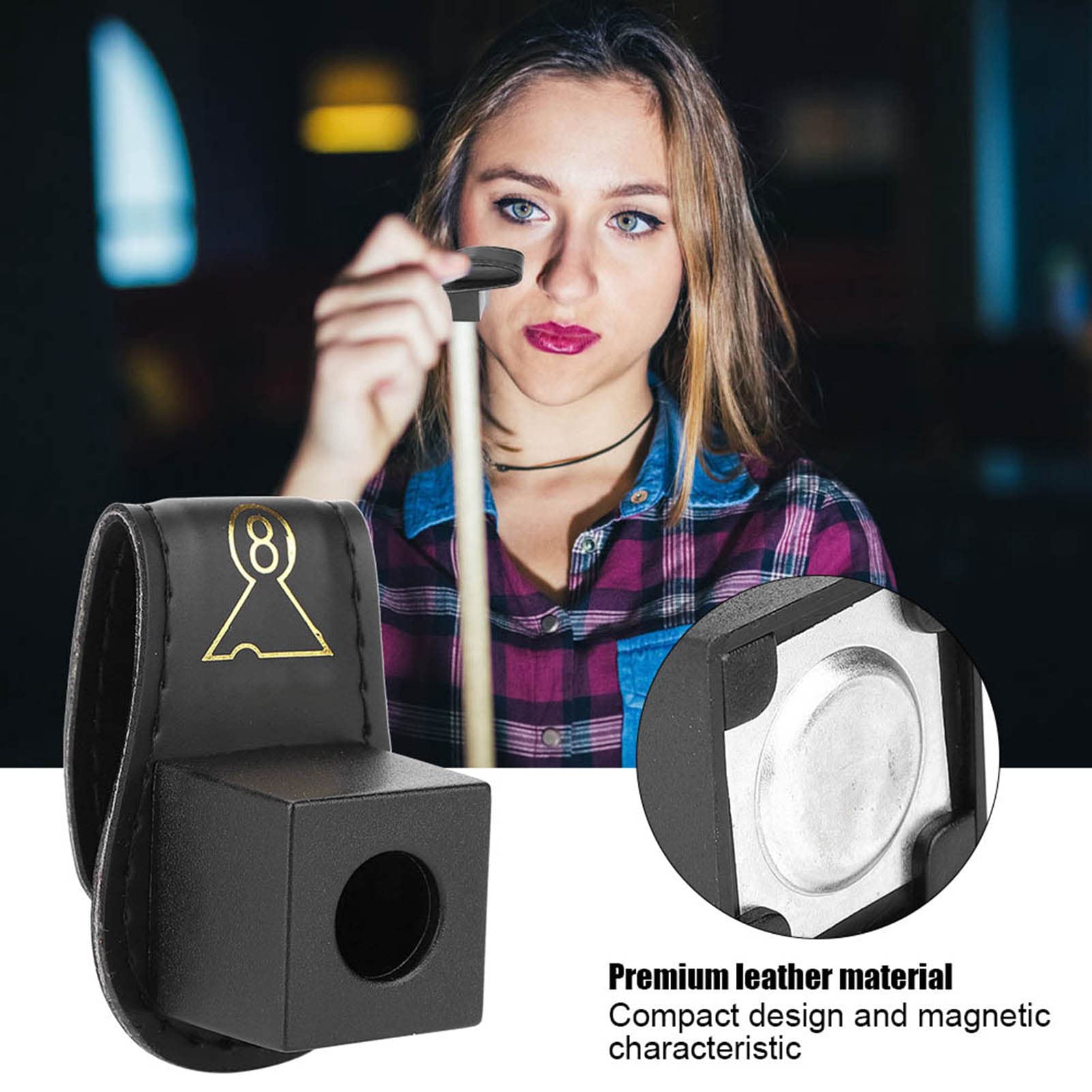 Premium Leather Magnetic Billiard Cue Chalk Holder - Portable Belt Clip for Pool Players - Compact 7x5x4.5cm Design - Perfect for Bars, Game Rooms & Professional Tournaments