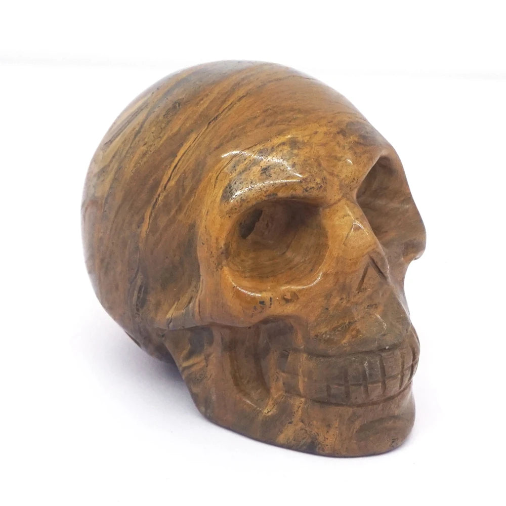 2 Pack Skull Statue Figurines - Natural Crystal Stone Chakra Healing Gemstone Sculpture for Home Decor, Halloween Party Decoration & Spiritual Gift (Perfect for Meditation Space, Yoga Room & Gothic Decor)