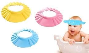 Adjustable Baby Shower Cap - Soft Safe Bathing Hat for Kids - Eye & Ear Protector - Leaves Design Shampoo Cap - 1pc (Color May Vary) - Perfect for Gentle Hair Washing & Bath Time Protection