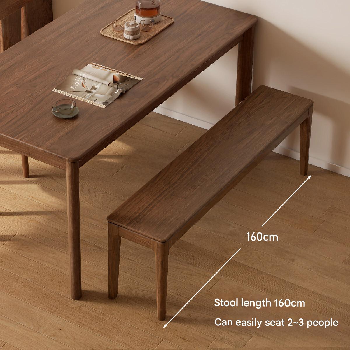 Black Walnut Solid Wood Nordic Long Bench - Modern Entryway & Dining Room Seating - Perfect for Hallway, Bedroom, and Living Room Decor