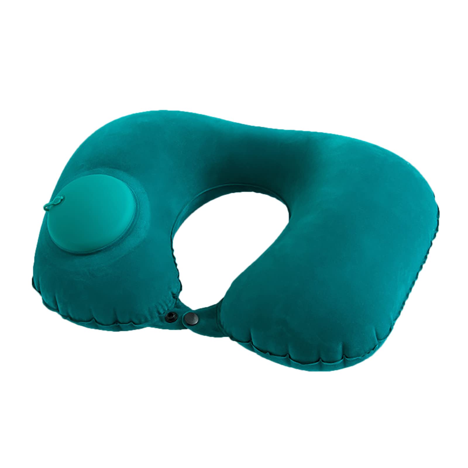 **Self-Inflating Travel Neck Pillow with Air Cushion - Portable U-Shaped Pillow for Airplane, Car & Train - Soft Flocking Fabric - Perfect for Long Flights, Road Trips & Office Naps**