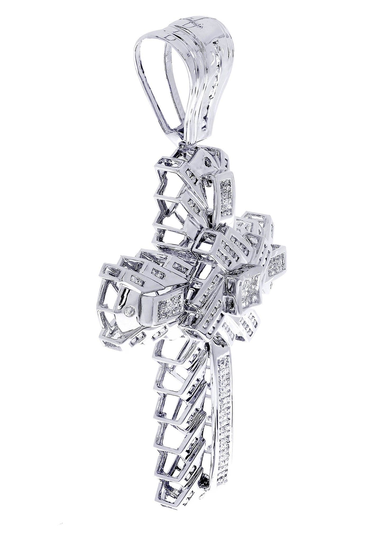 2.56 Carat Diamond Cross Pendant Necklace - 32.95 Grams Solid Gold Religious Jewelry for Women - Perfect for Church, Weddings & Special Occasions