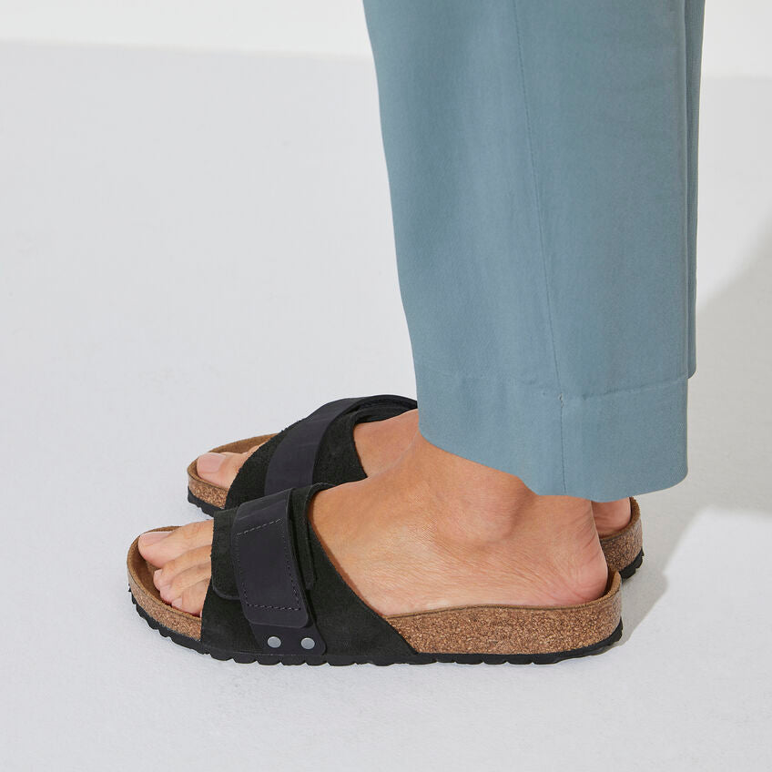 Birkenstock Women's Oita Suede Leather Sandals - Black | Comfortable Slip-On Casual Shoes for Walking, Travel & Everyday Wear