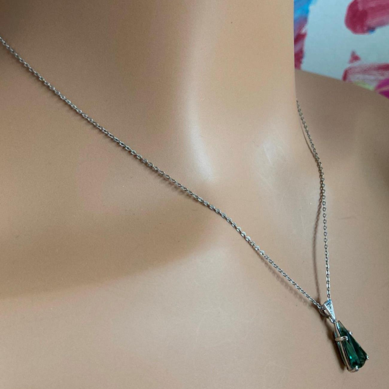 Authentic H. Stern 18K White Gold Diamond & Blue Green Tourmaline Necklace - Luxury Fine Jewelry for Women, Perfect for Weddings, Anniversaries & Special Occasions
