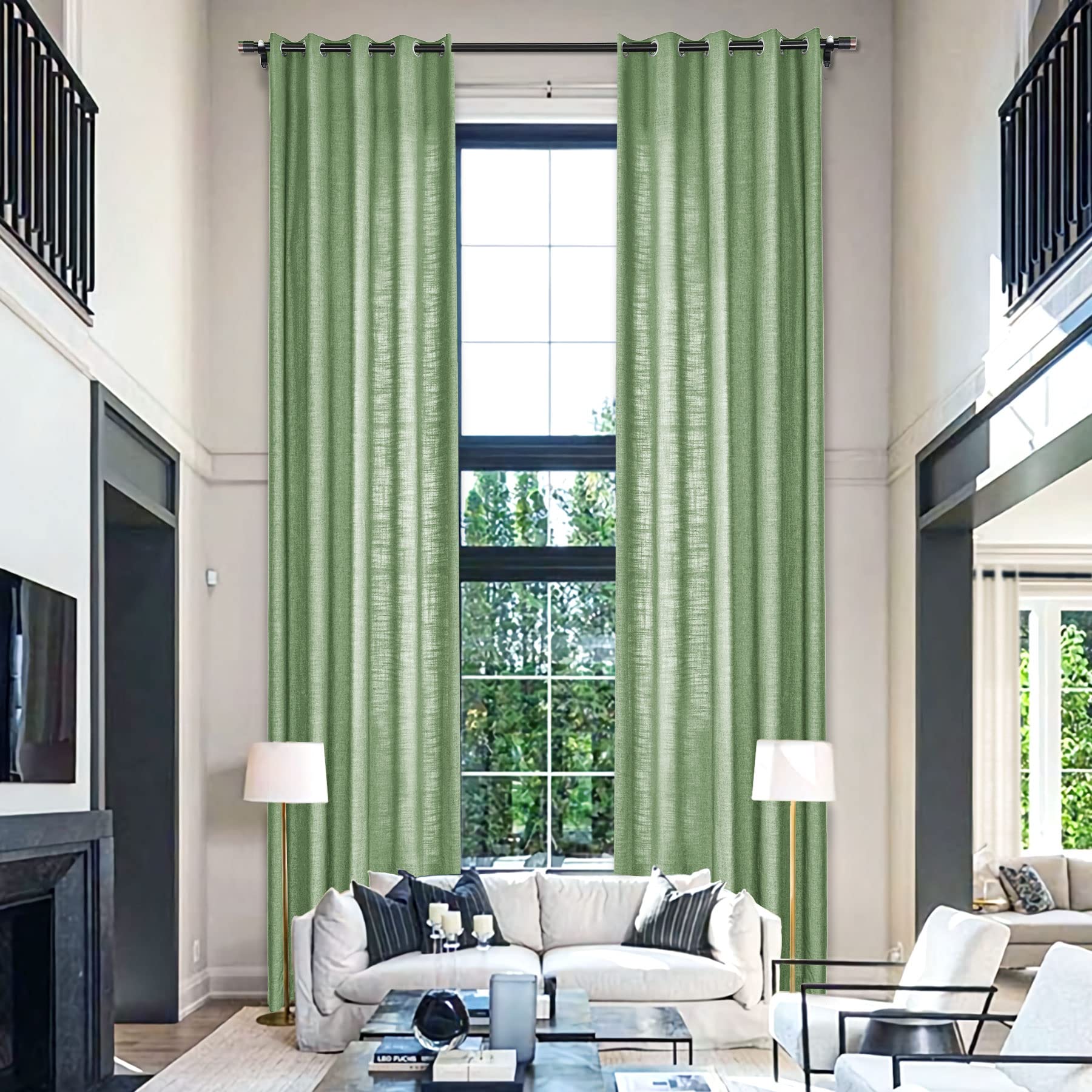 Natural Linen Extra Long Blackout Curtains for Living Room - 2 Panels 50