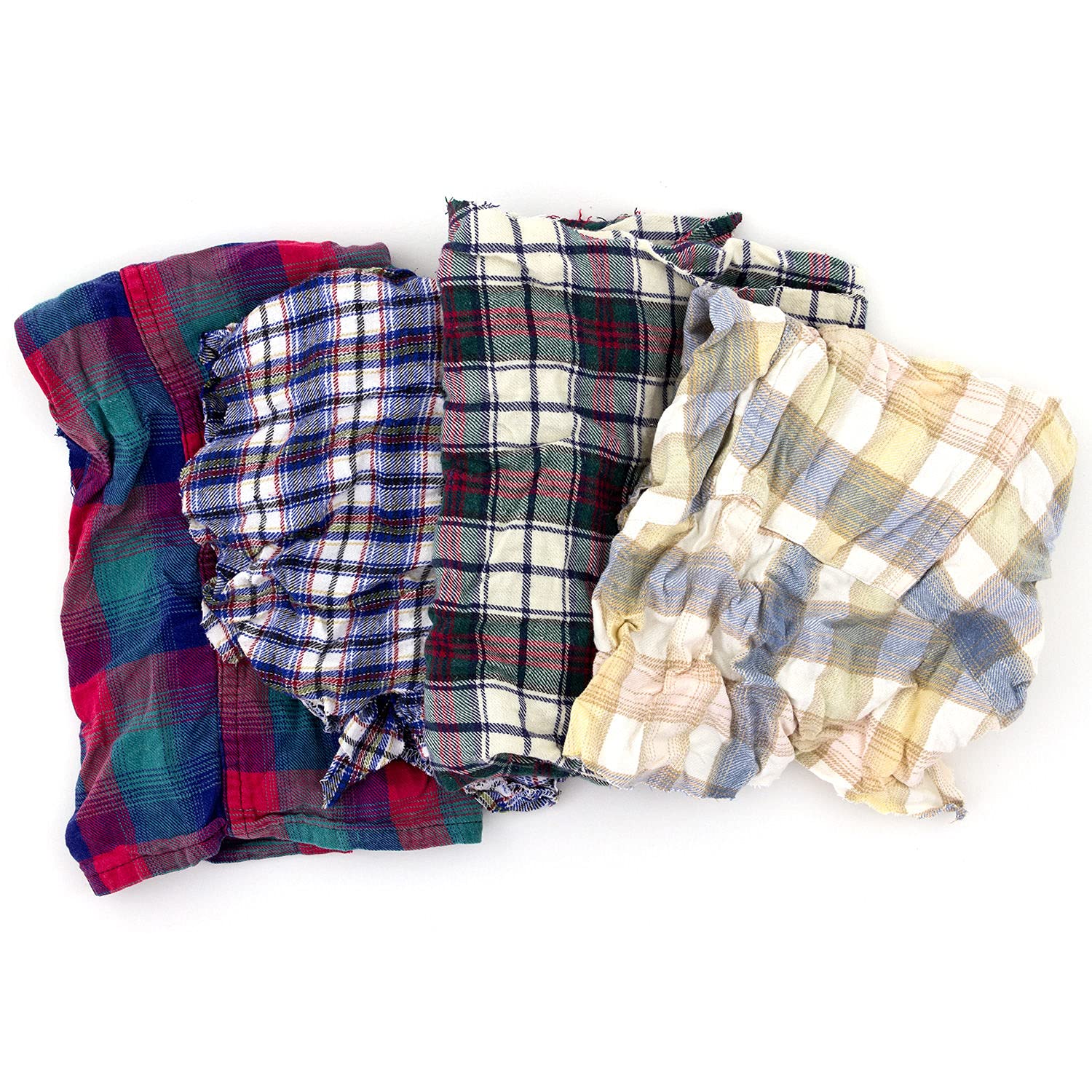 Hospeco Reclaimed Flannel Rags - 50 Lbs Bulk Pack, Assorted Colors | Eco-Friendly Cleaning Cloths for Workshop, Garage & Industrial Use
