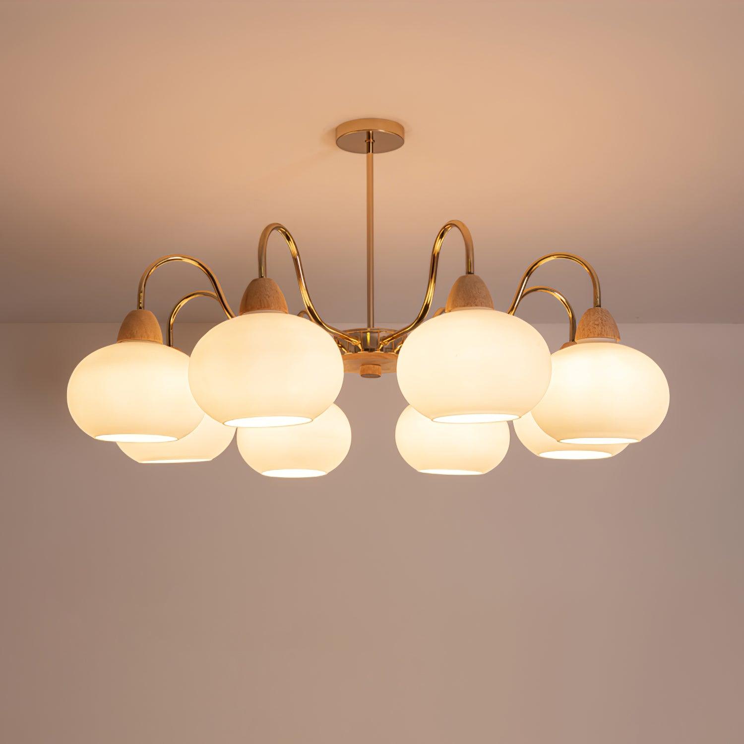 Elegant Glass Persimmon Chandelier - Modern Crystal Ceiling Light Fixture for Dining Room, Living Room & Bedroom Decor