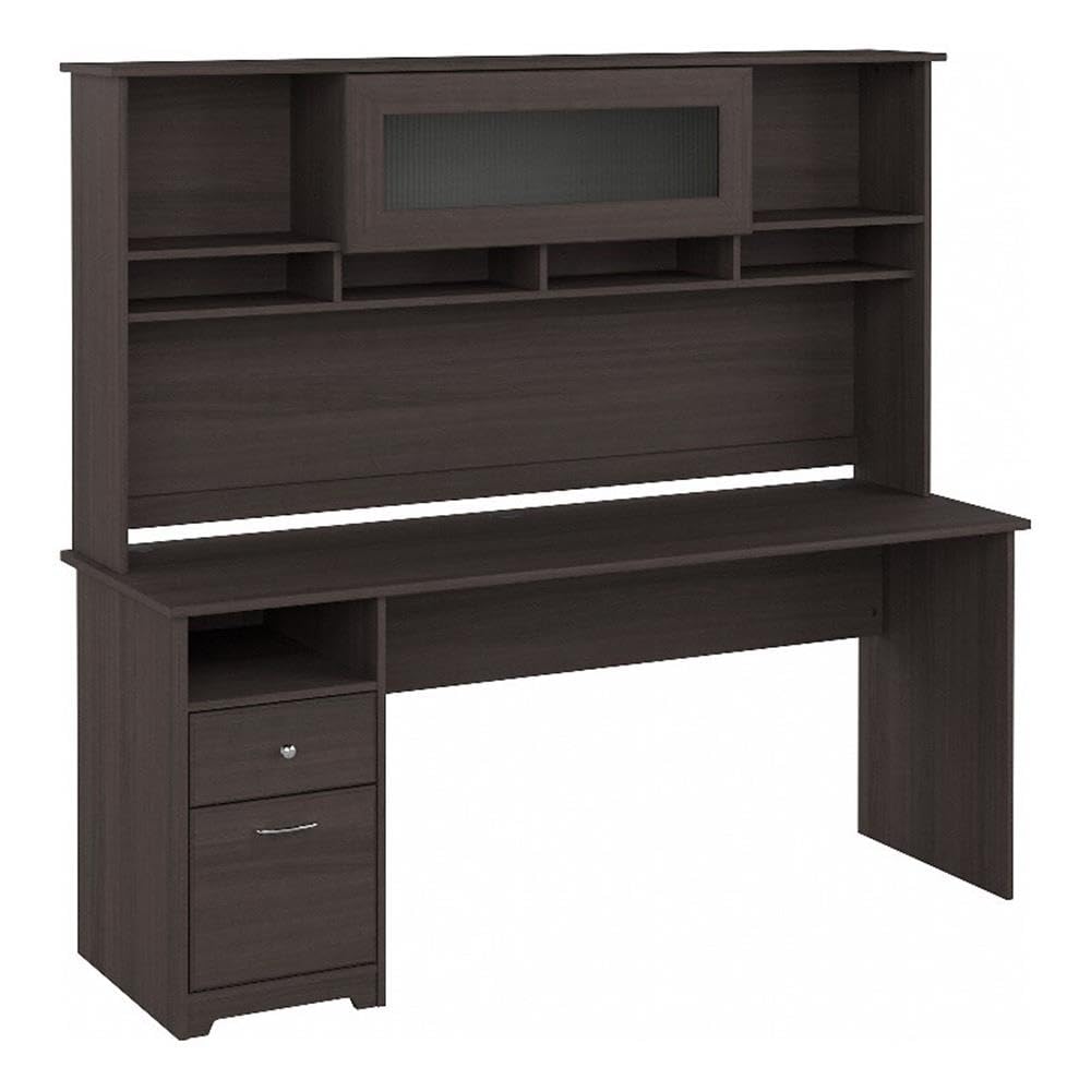 Bush Furniture Cabot 72W Computer Desk with Hutch in Heather Gray - Home Office Desk with Storage for Work, Study & Gaming