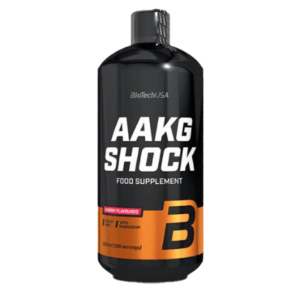 BioTechUSA AAKG Shock Extreme Pre-Workout Supplement - Cherry Flavor, 1000ml for Muscle Pump & Endurance | Ideal for Gym, Bodybuilding & Athletic Performance
