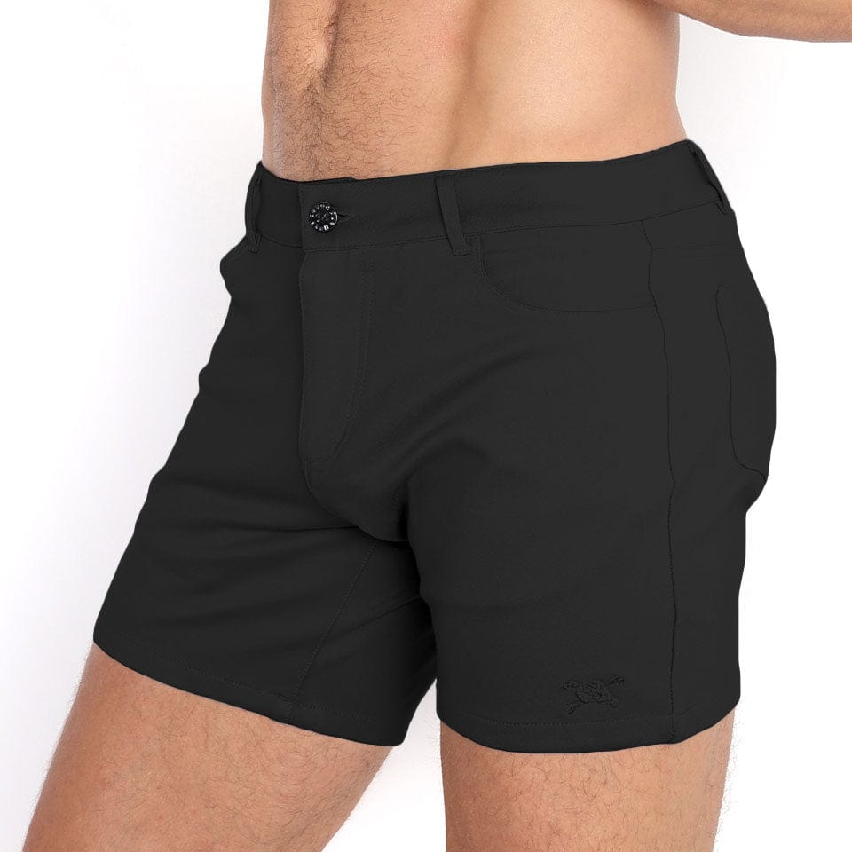 Logo Knit Stretch Shorts for Men - Black Comfortable Casual Short Pants | Perfect for Gym, Running, Lounge & Summer Outfits