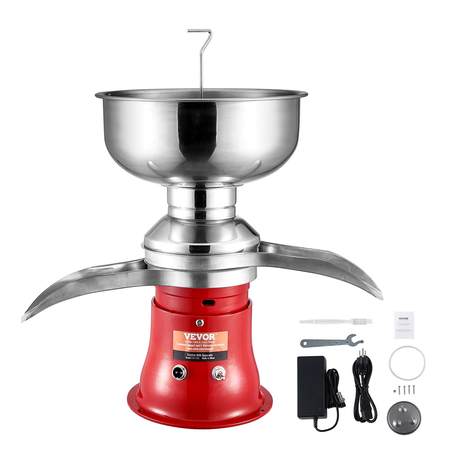 VEVOR Electric Milk Cream Separator, 304 Stainless Steel Goat & Cow Milk Skimmer, 100L/H 10500RPM, 30W 5L Bowl Capacity, 100-240V - Perfect for Home Dairy, Farm Use & Small Business Cheese Making