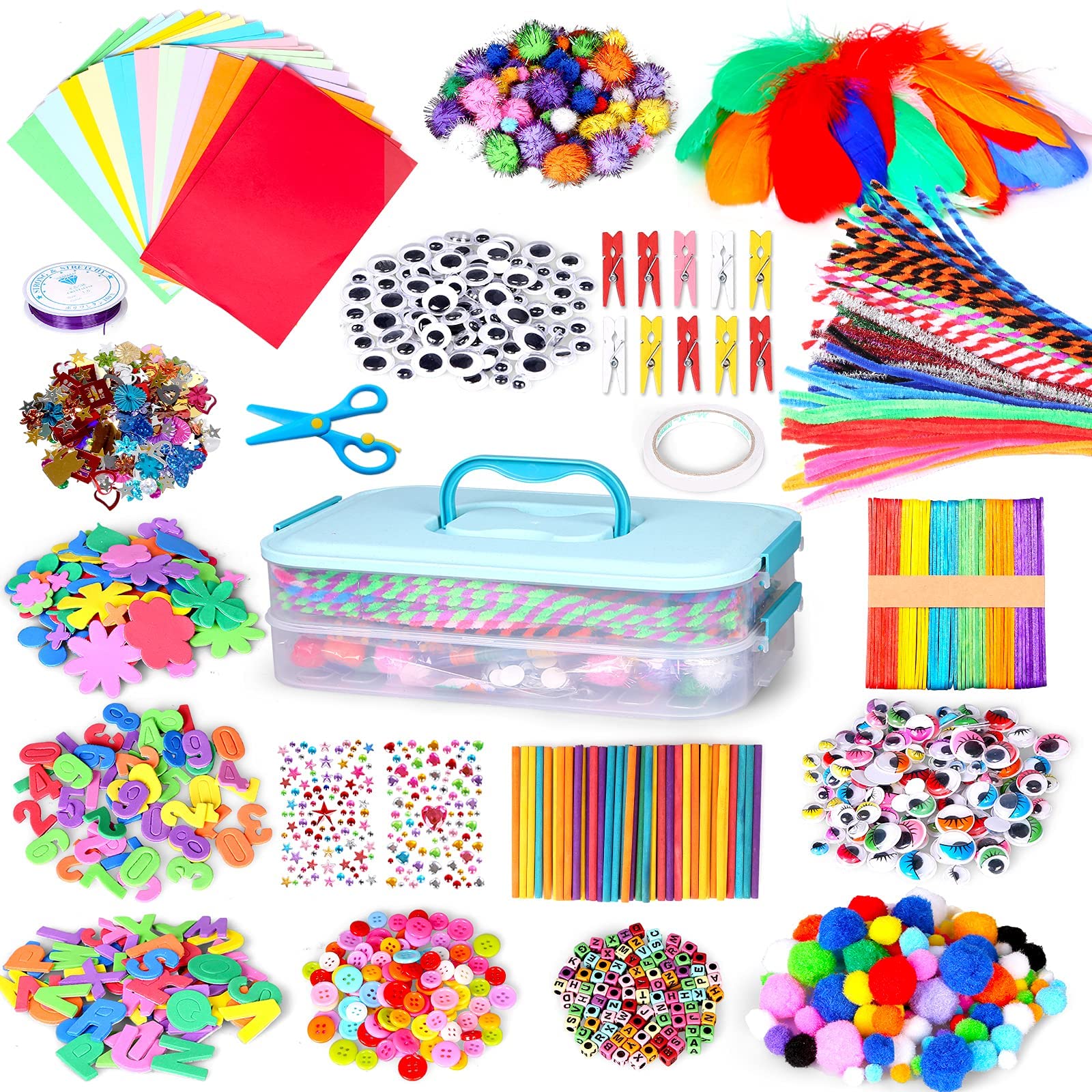 Kids Arts and Crafts Supplies Kit - Toddler Art Set for Homeschool & Preschool Learning | Creative DIY Projects for Children's Activities & Classroom Crafts