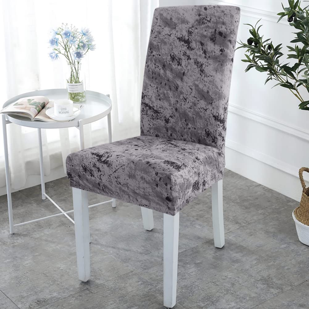 Tutuba Velvet Stretch Dining Chair Covers - Non-Slip Washable Chair Protector Slipcovers for Wedding, Banquet & Home Decor (Set of 2, Beige)