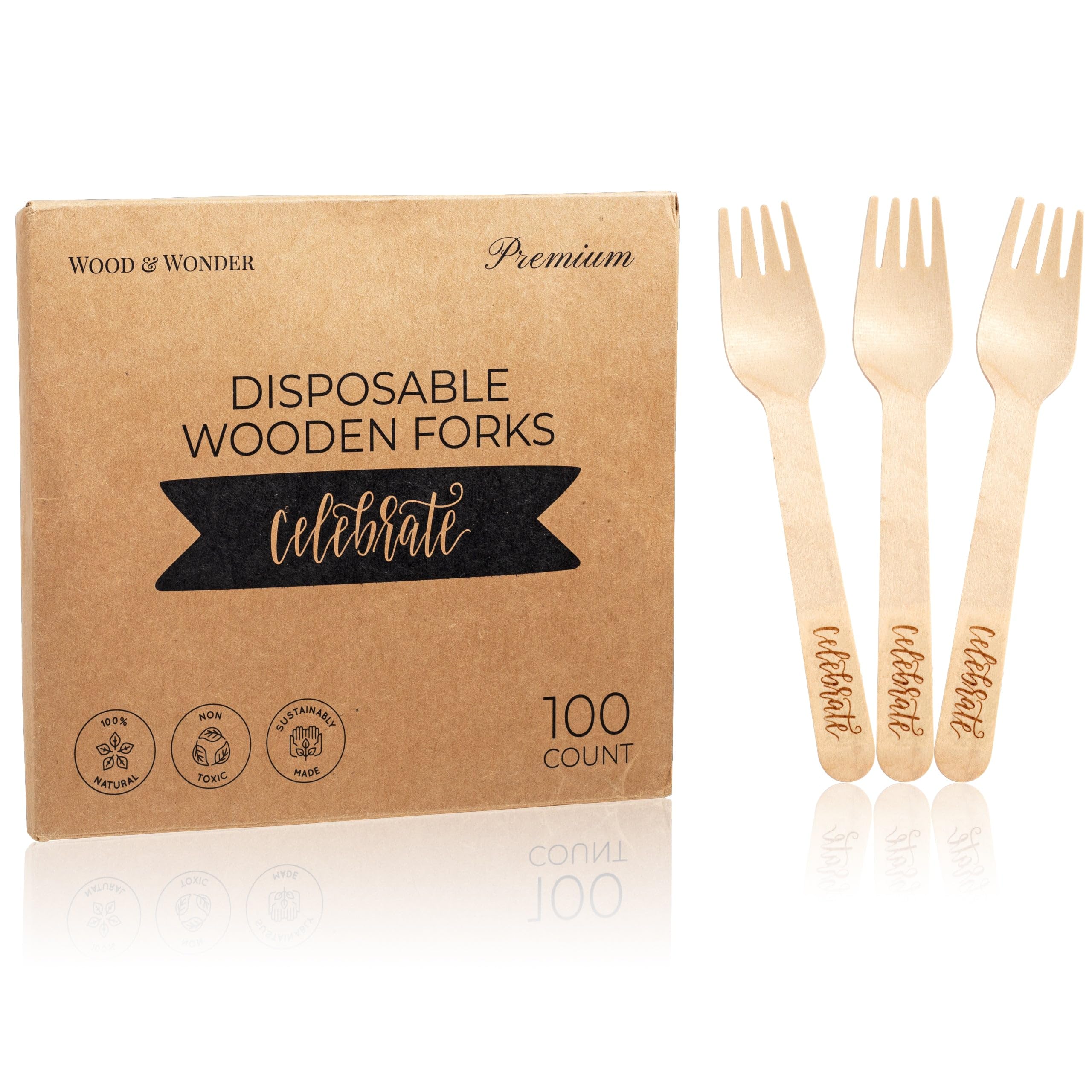 Eco-Friendly Disposable Forks - 100 Pack Biodegradable Compostable Cutlery for Birthday Parties, Weddings, Catering & Events | Plastic-Free Alternative for Sustainable Dining & Outdoor Picnics