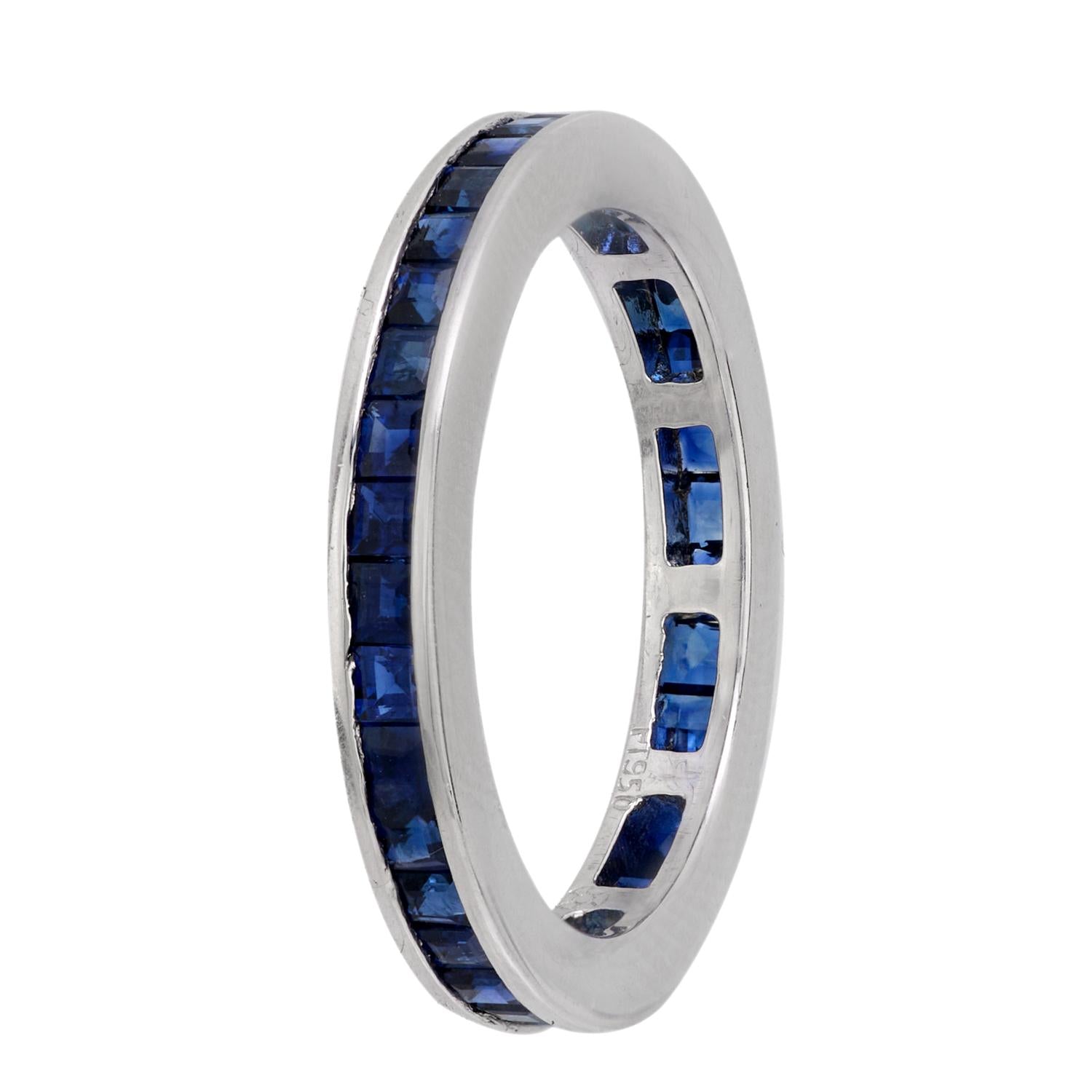 Platinum Sapphire Eternity Band for Women - Vintage Style Wedding Ring, Anniversary Gift, Bridal Jewelry - Perfect for Engagements, Proposals & Special Occasions