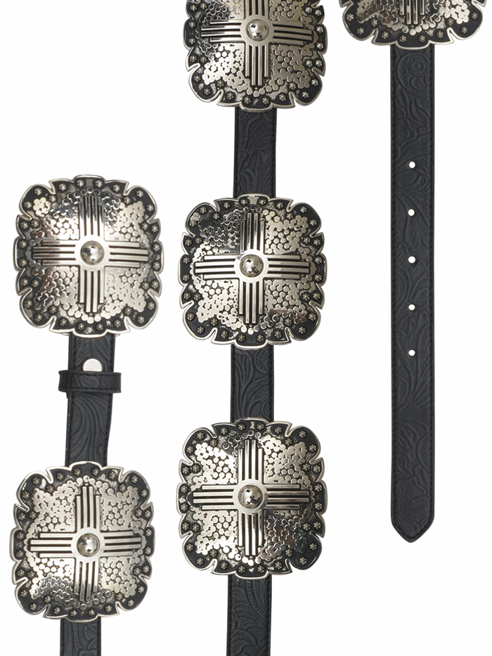 Angel Ranch DA3660 Women's Silver Floral Square Concho Belt - Stylish Western Accessory for Country Concerts, Rodeos & Cowgirl Fashion