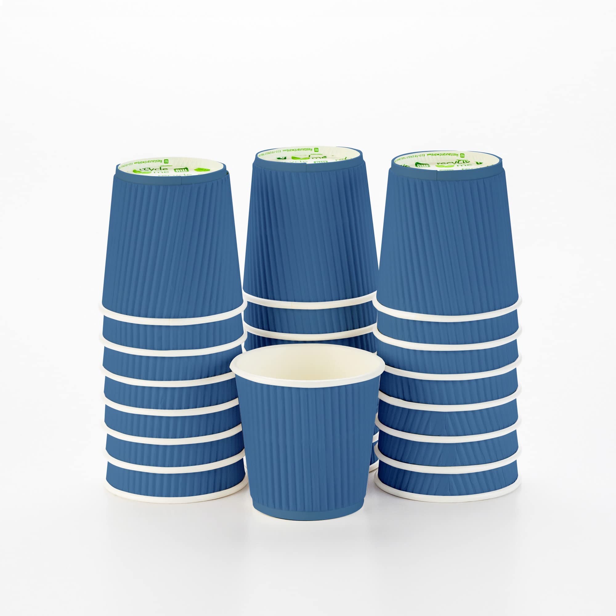 500 Pack 4 oz Disposable Coffee Cups with Ripple Wall - Insulated Blue Paper Hot Cups for Coffee, Tea, Hot Chocolate (Lids Sold Separately) - Perfect for Cafes, Offices, and Home Use