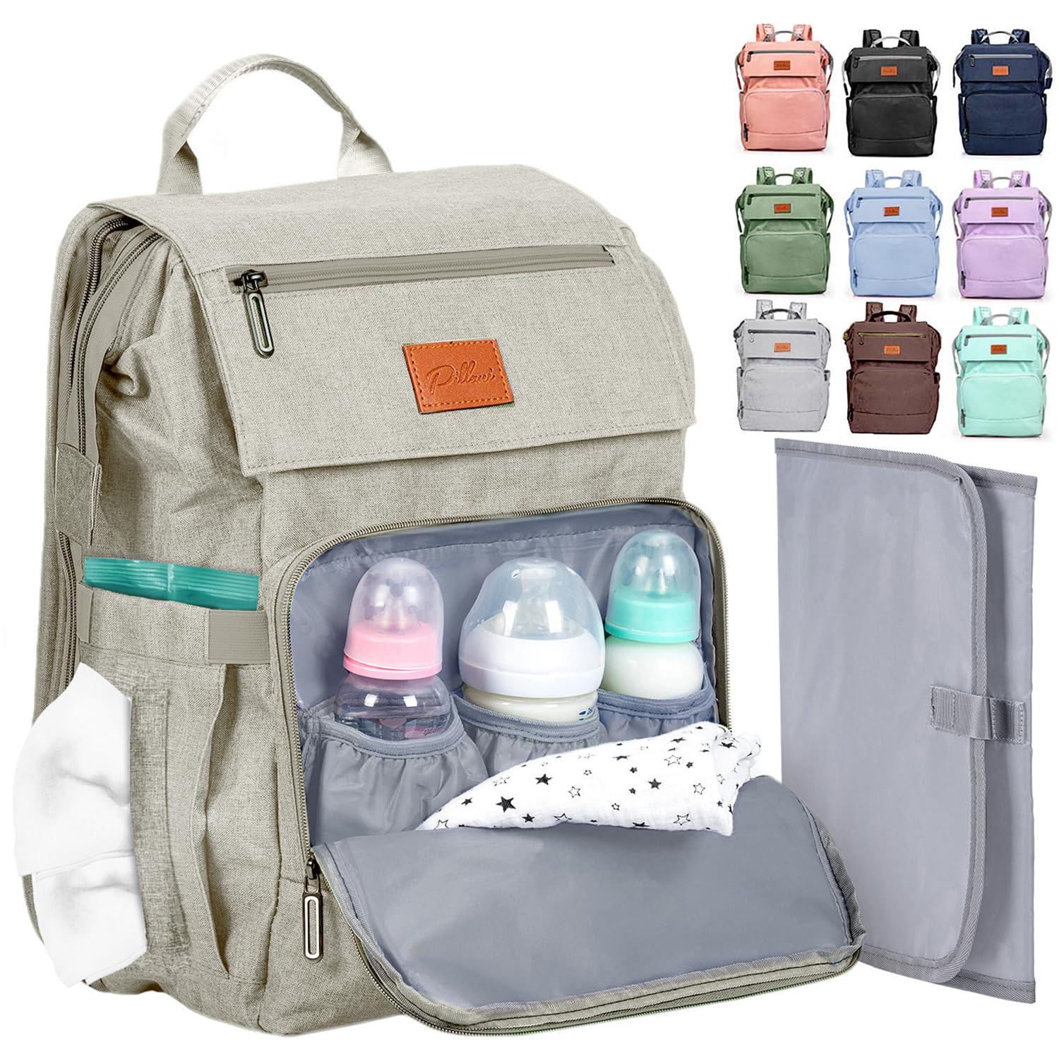 **PILLANI Baby Diaper Backpack - Large Travel Diaper Bag for Boys & Girls with Changing Pad - Perfect Baby Shower Gift & Registry Essential - Ideal for Newborns, Daycare & Family Outings**