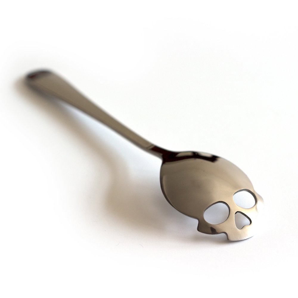 Stainless Steel Gothic Skull Tea & Coffee Spoon - Unique Spooky Home Decor, Mini Kitchen Utensil for Goth Gifts - Perfect for Halloween Parties, Dark Aesthetic Kitchens & Vampire-Themed Tea Time