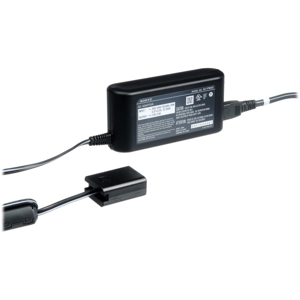 Sony ACPW20 AC Power Adapter - Black | Replacement Charger for Sony Cameras & Camcorders | Perfect for Travel & Home Use