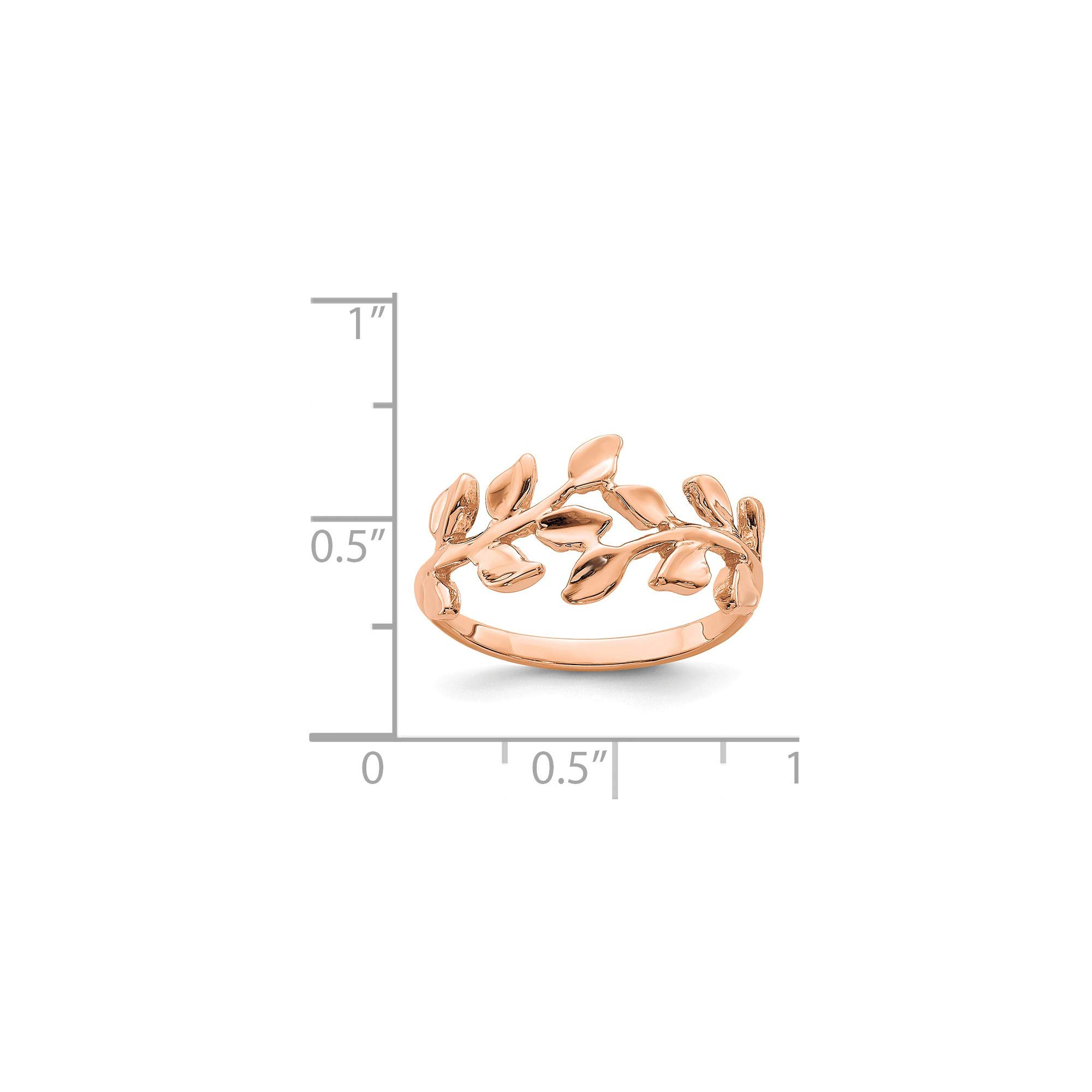 14K Rose Gold Polished Leaf Ring - Size 7 | Elegant Dainty Jewelry for Women | Perfect for Weddings, Anniversaries & Everyday Wear