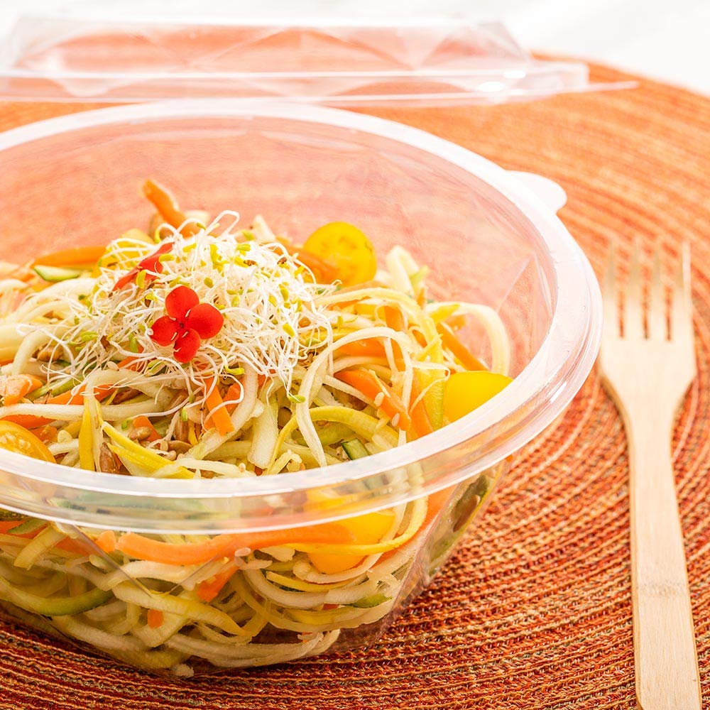 Restaurantware 32oz Clear PLA Plastic Salad Bowls - 500 Pack Eco-Friendly Disposable Food Containers for Takeout, Meal Prep & Catering | BPA-Free, Microwave Safe | Perfect for Restaurants, Cafes & Food Delivery Services