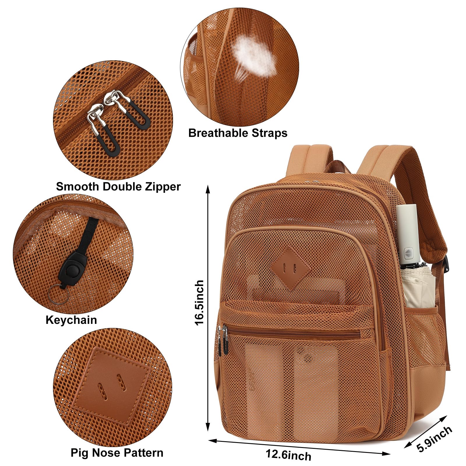 Durable Mesh Backpack for School & College - Lightweight See-Through Design for Work, Beach & Sports | Perfect for Daily Commute, Gym & Outdoor Activities