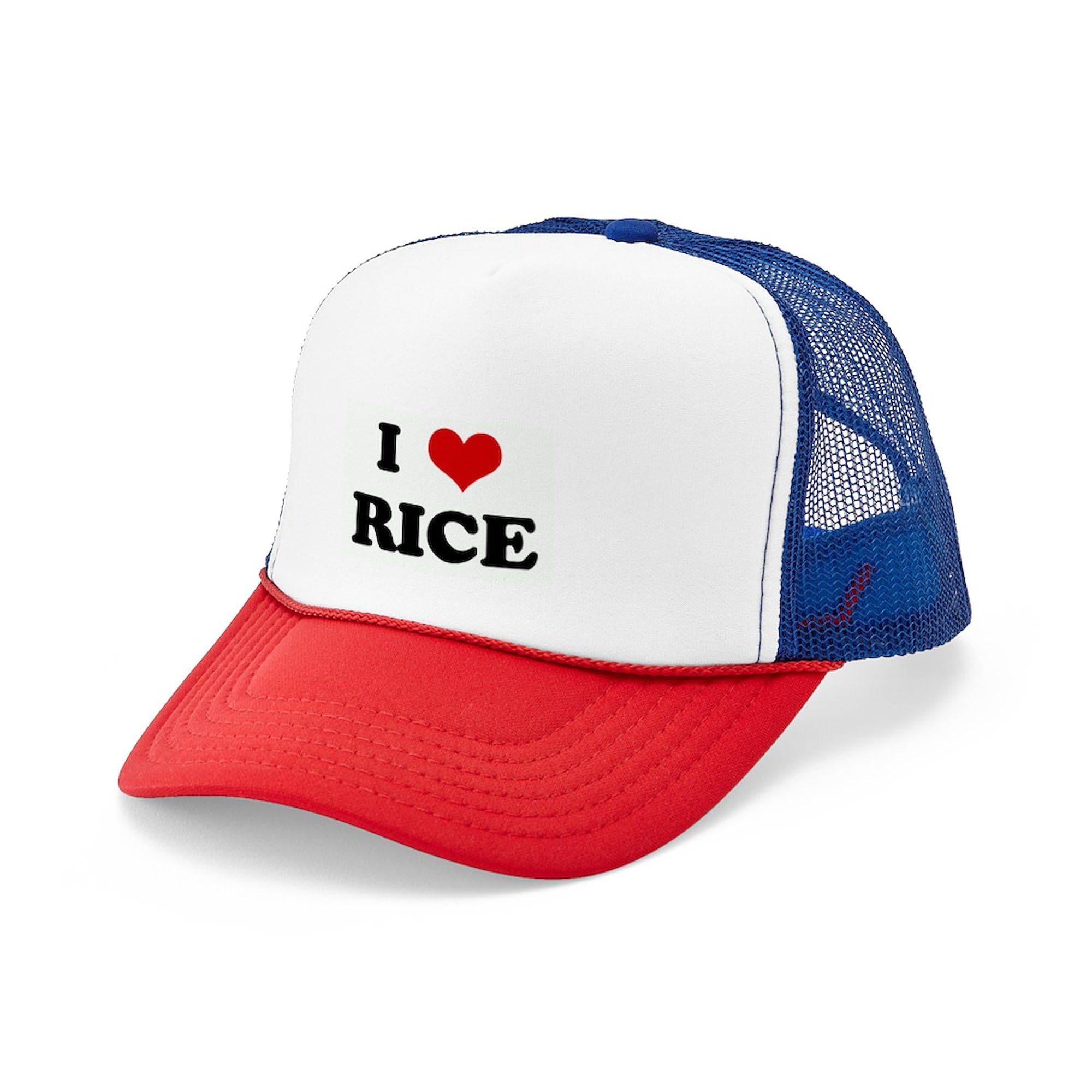 I Love Rice Adjustable Snapback Trucker Hat by CafePress - Stylish & Comfortable for Casual Wear, Outdoor Activities & Fan Gifts