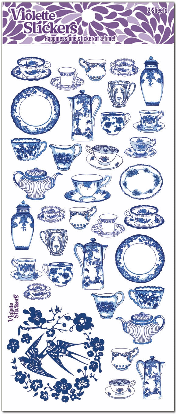 Blue China Stickers - Premium Decorative Vinyl Stickers for Scrapbooking, Laptops, Water Bottles & DIY Crafts
