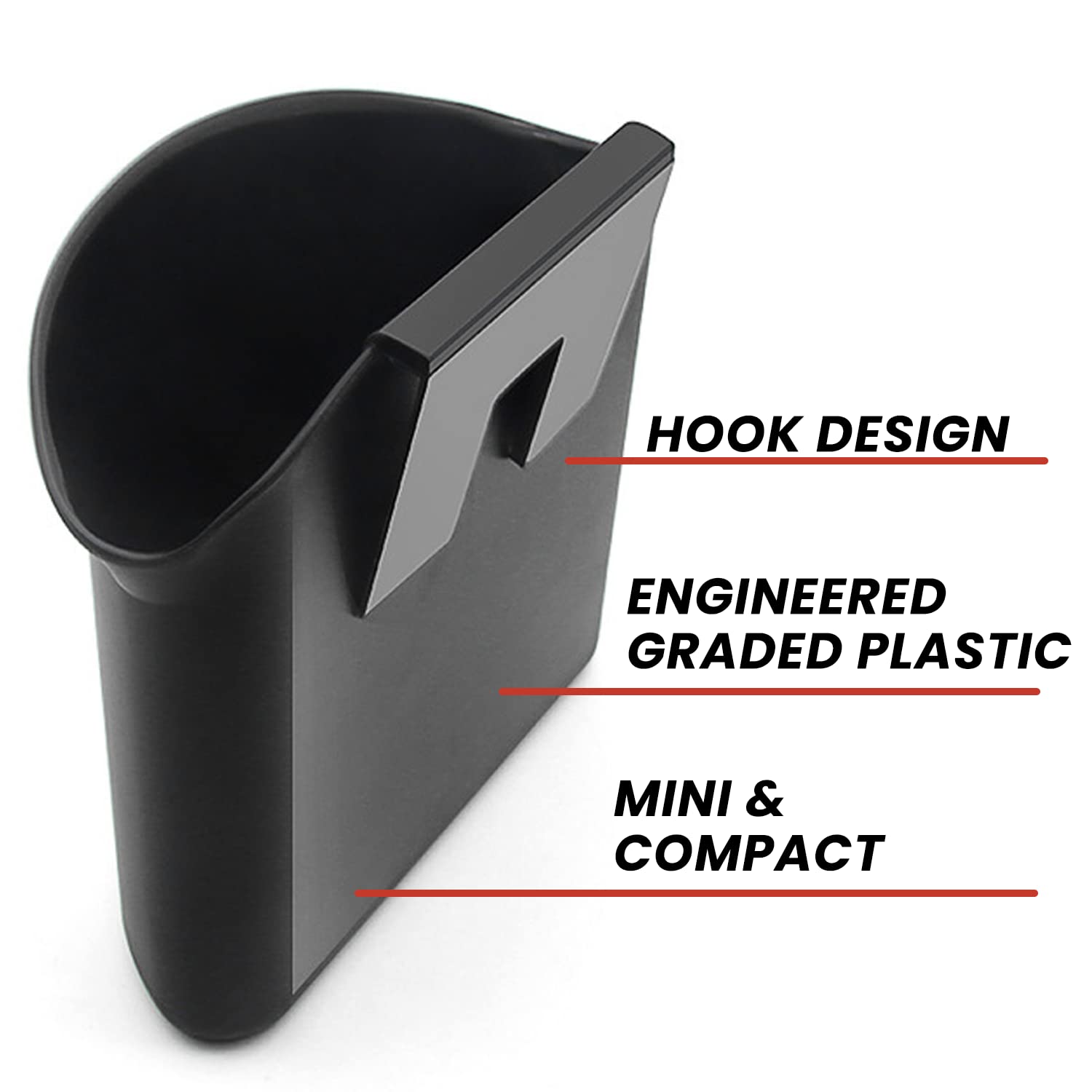 Premium Portable Hanging Car Trash Can - Leakproof Mini Garbage Bin for Vehicle, Office & Home Use - Ideal for Road Trips, Commuting & Workspace Organization (Black)