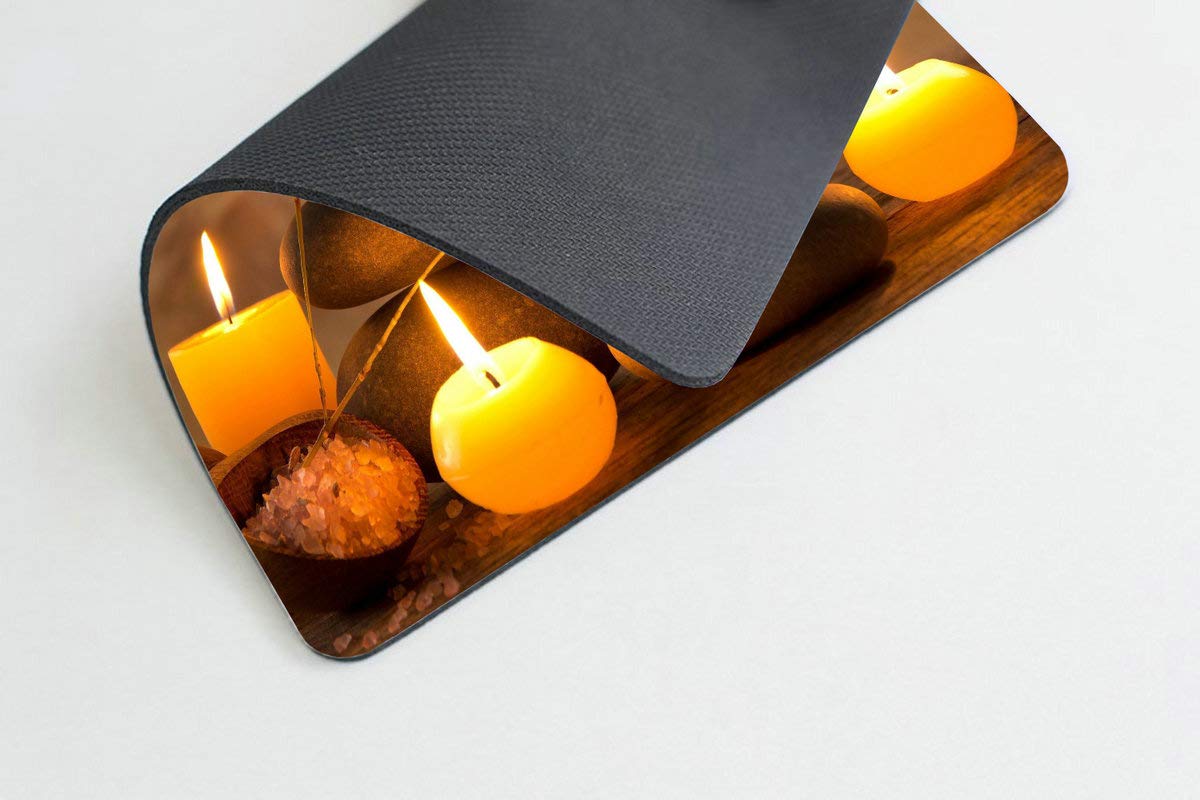 Custom Smooffly Gaming Mouse Pad with Aromatic Candles & Zen Stones - Non-Slip Rectangle Desk Mat for PC, Laptop, Office & Home Workspace - Perfect for Gamers, Work, and Relaxation