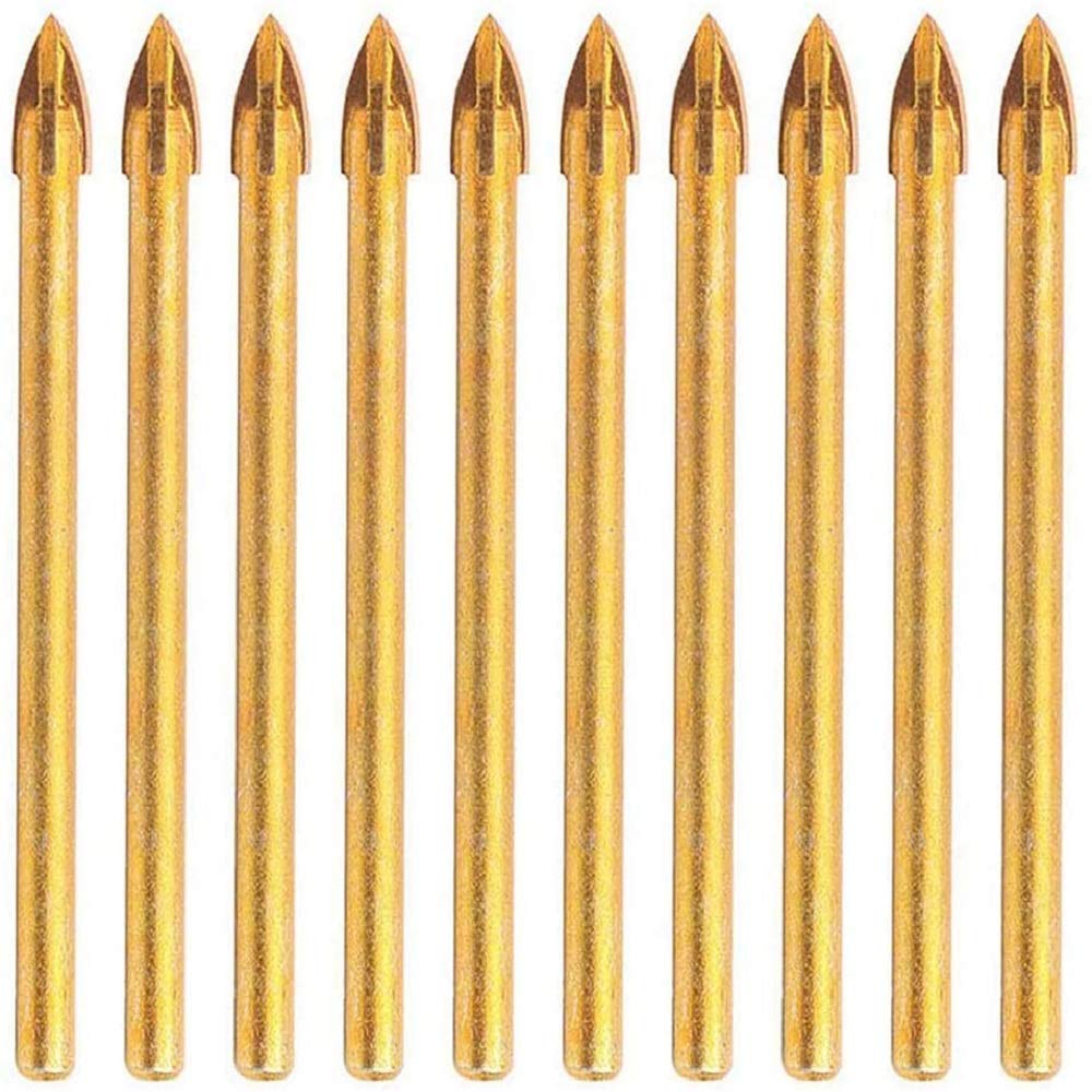 10pcs Tungsten Carbide Drill Bit Set - 6mm Cross Spear Head for Tile, Glass & Ceramic - Perfect for DIY Home Improvement and Professional Construction Projects